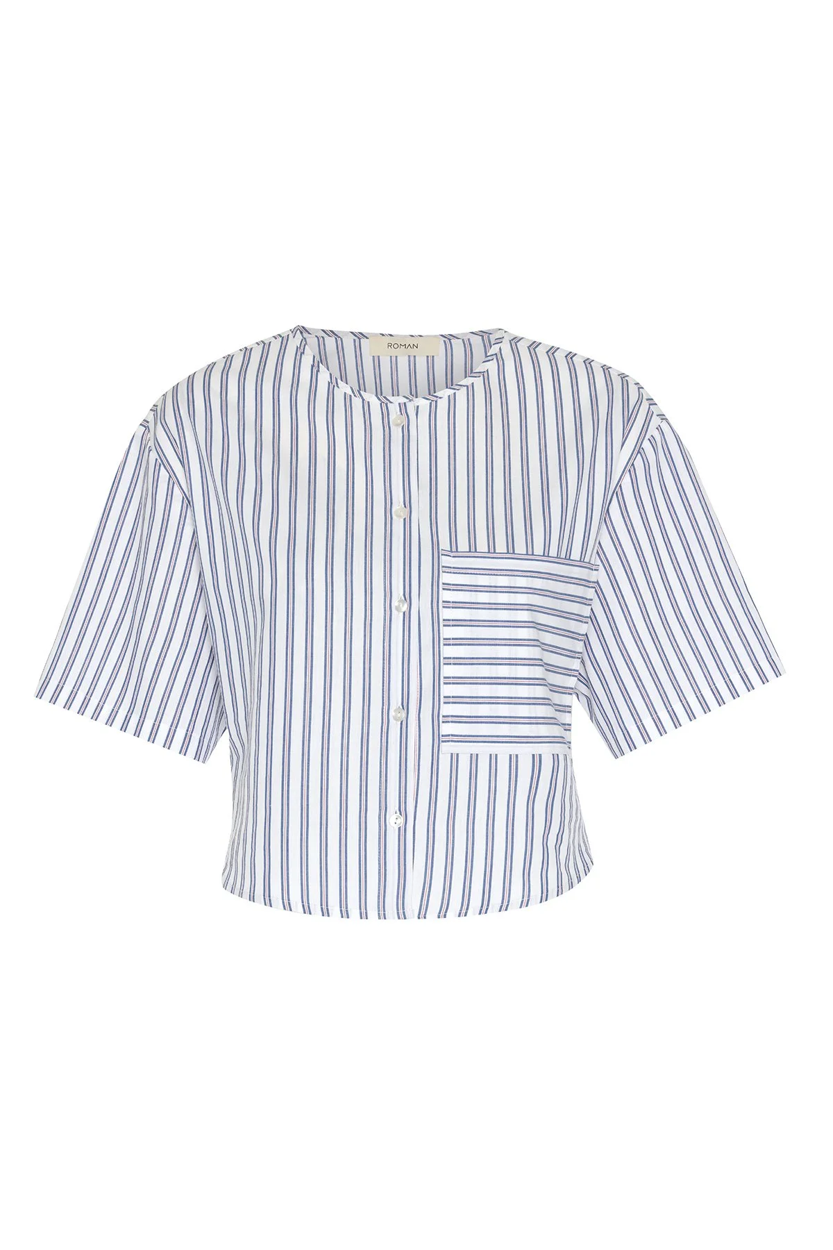 Sırt Dekolteli Bisiklet Yaka Crop Gömlek Standart Renk - 1