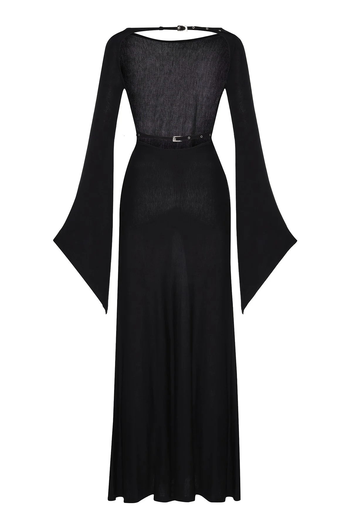 Sırt Dekolteli Örme Elbise Siyah - 6