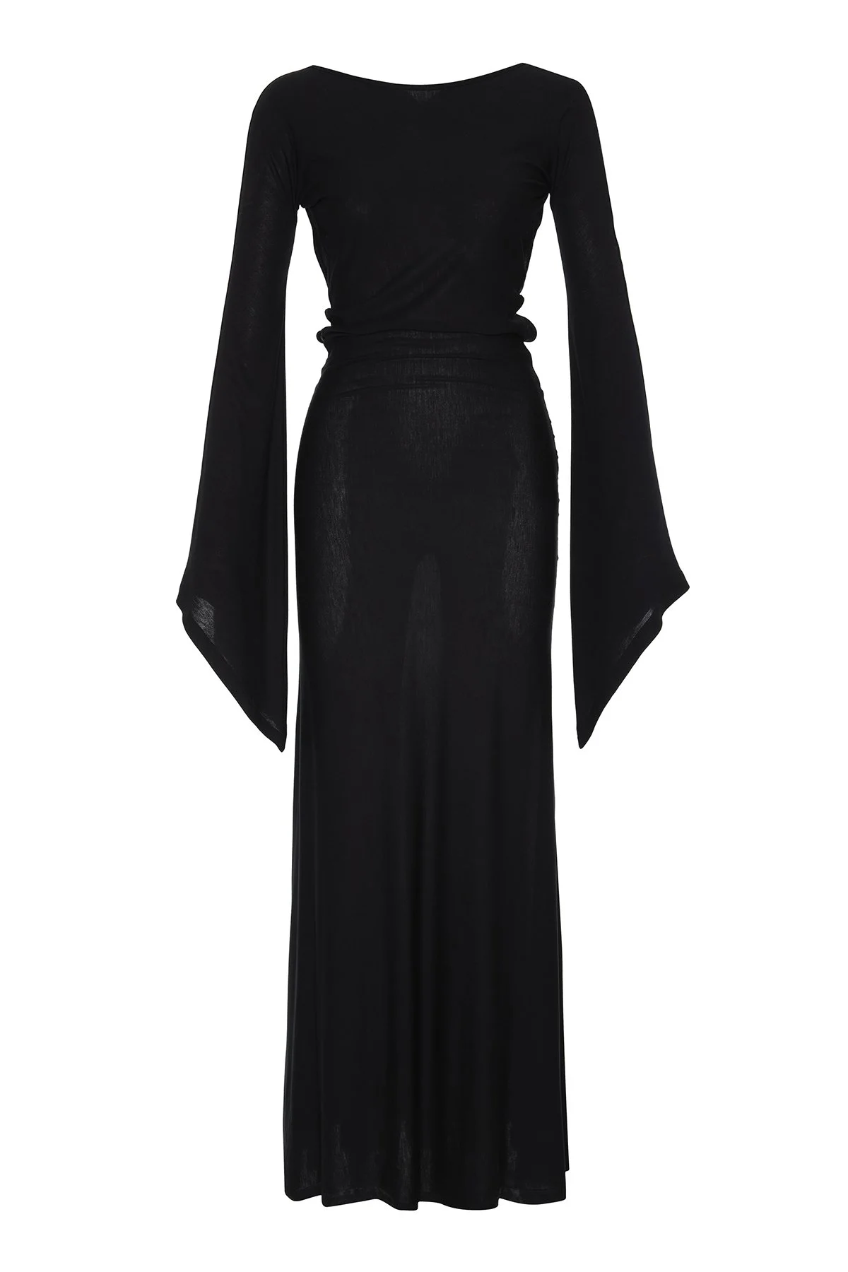 Sırt Dekolteli Örme Elbise Siyah - 5