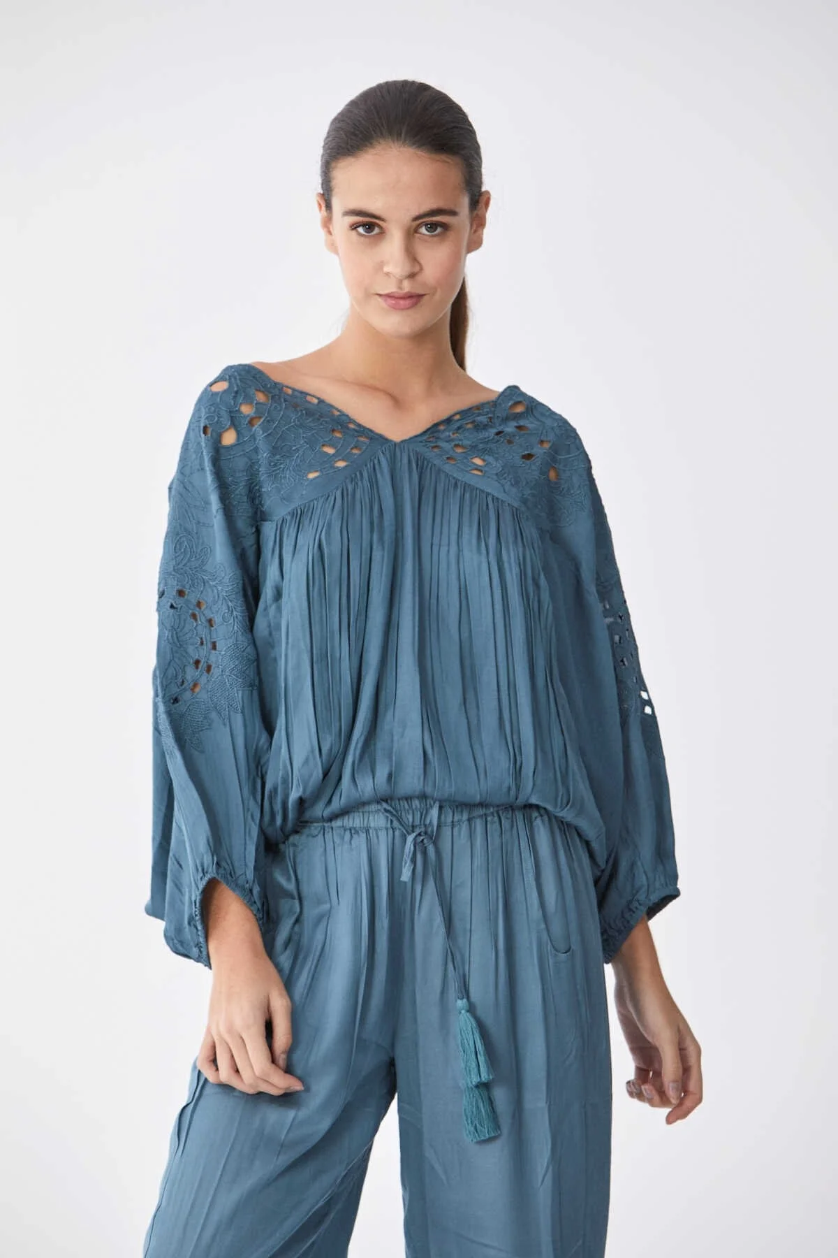 Sırt Detaylı Pilili Bluz Standart Renk - 1