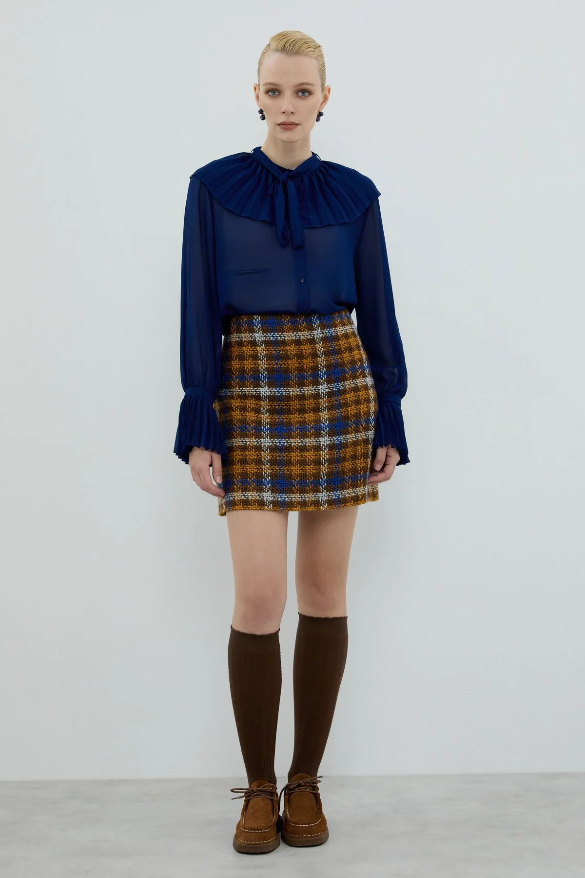 Ekose Tüvit Mini Etek Standart Renk - 1