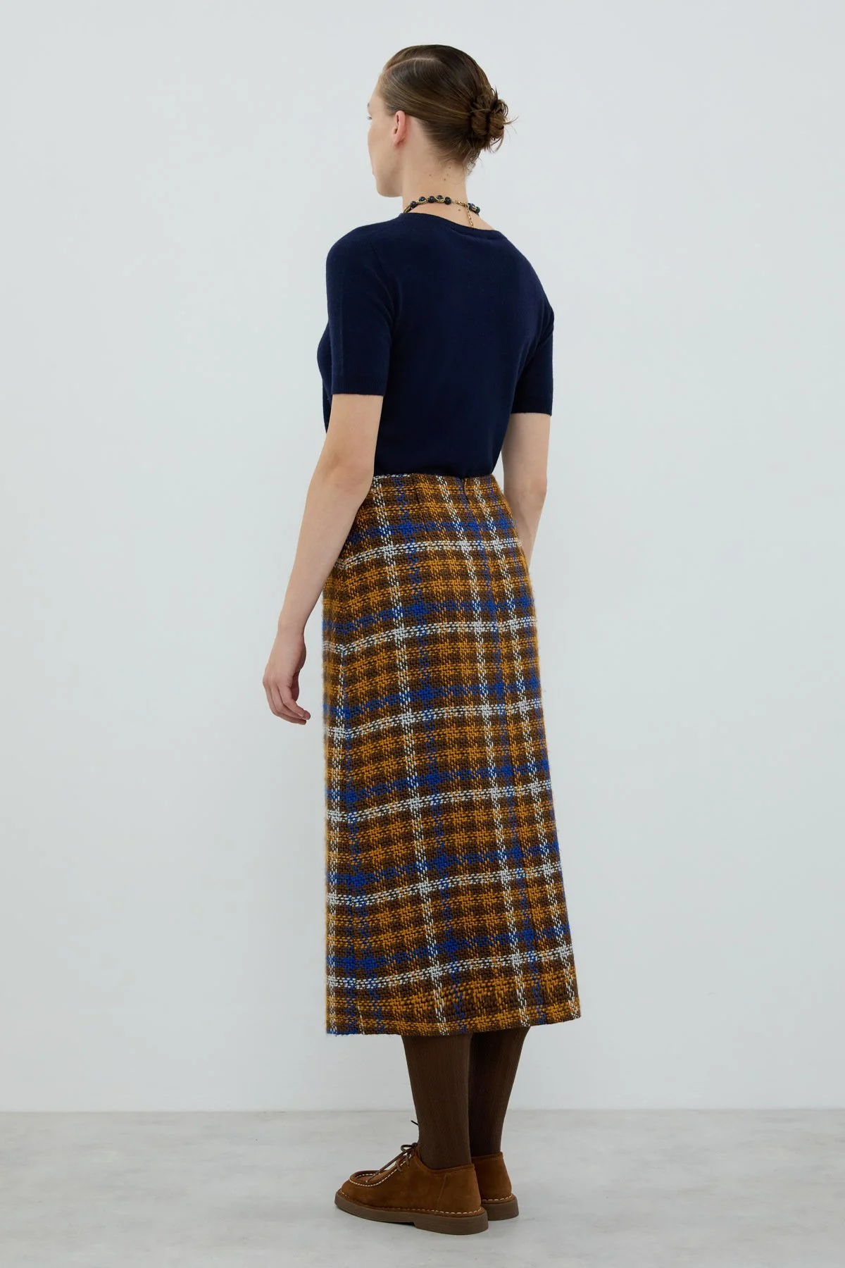 Ekose Tüvit Midi Boy Etek Standart Renk - 2