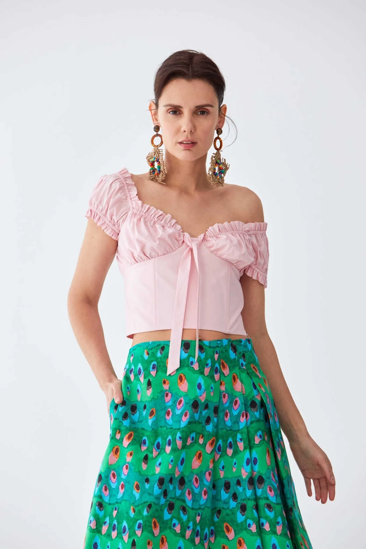 Straplez Bluz Toz Pembe - 1