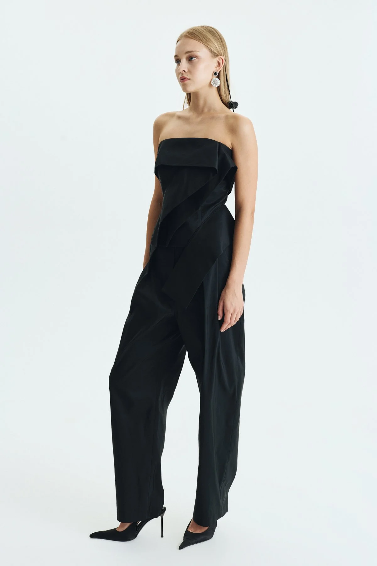 Straplez Drape Detaylı Asimetrik Büstiyer Siyah - 4