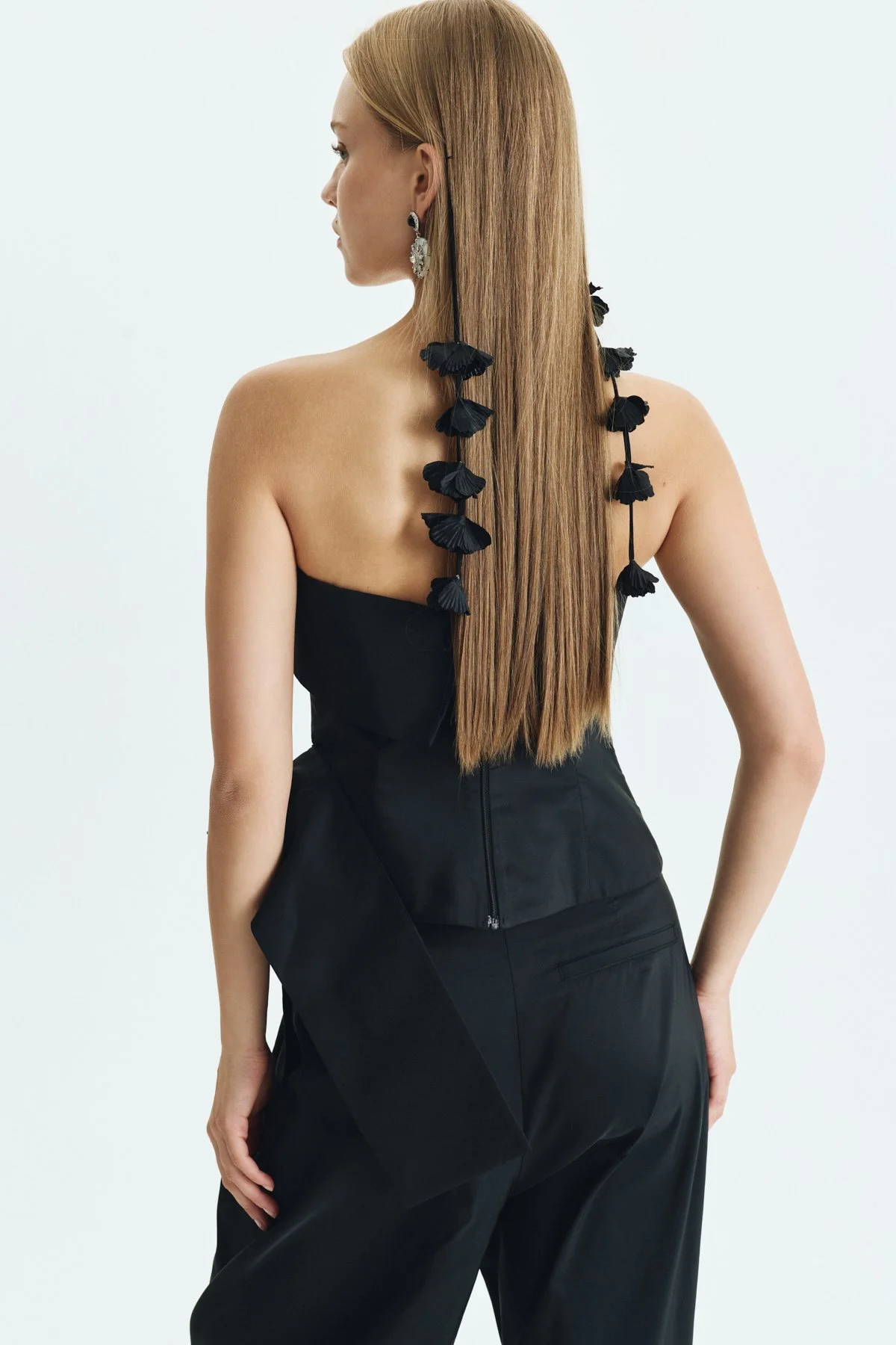 Straplez Drape Detaylı Asimetrik Büstiyer Siyah - 6