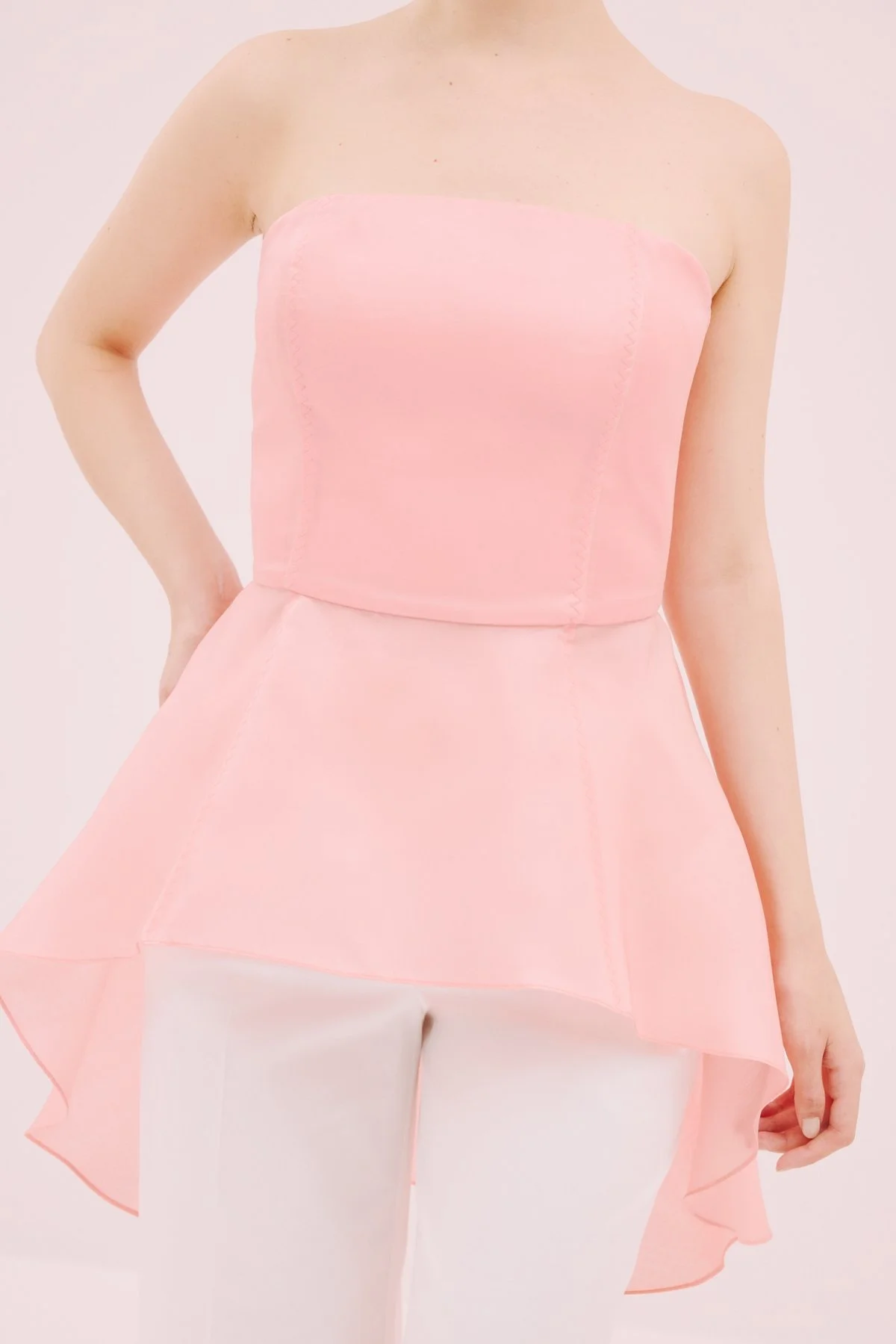 Straplez Bluz Pembe - 1