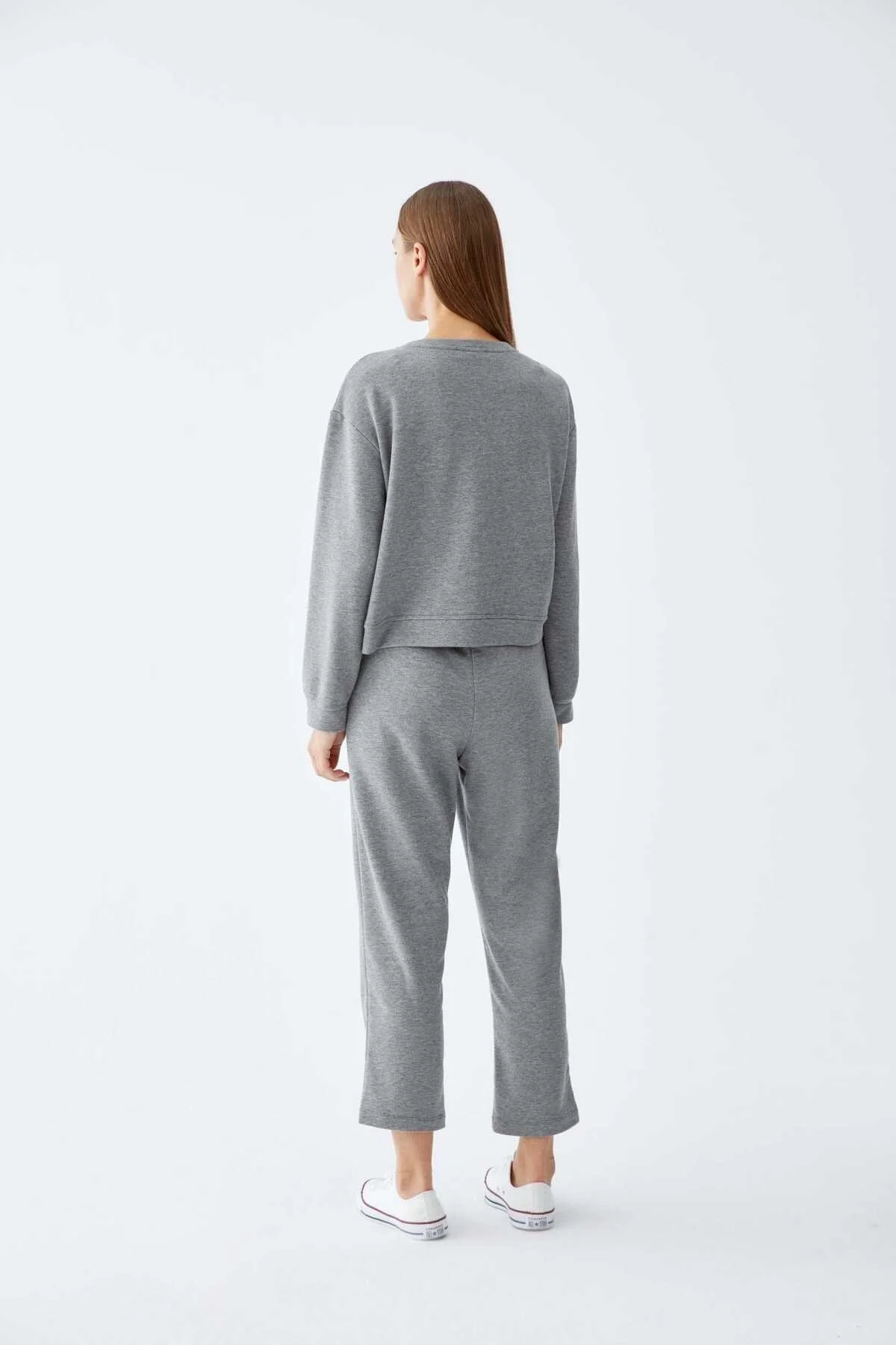  Taş Detaylı Kadın Sweatshirt Gri - 2