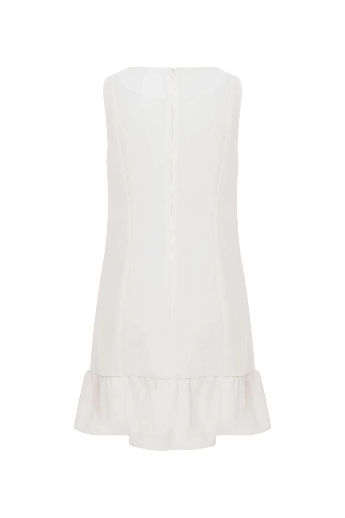  Taş İşlemeli Mini Elbise Ekru - 5