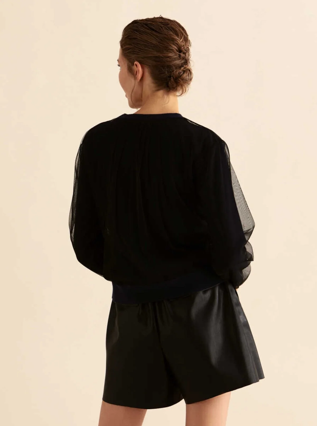  Taş Ve Tül Detaylı Triko Lacivert - 2