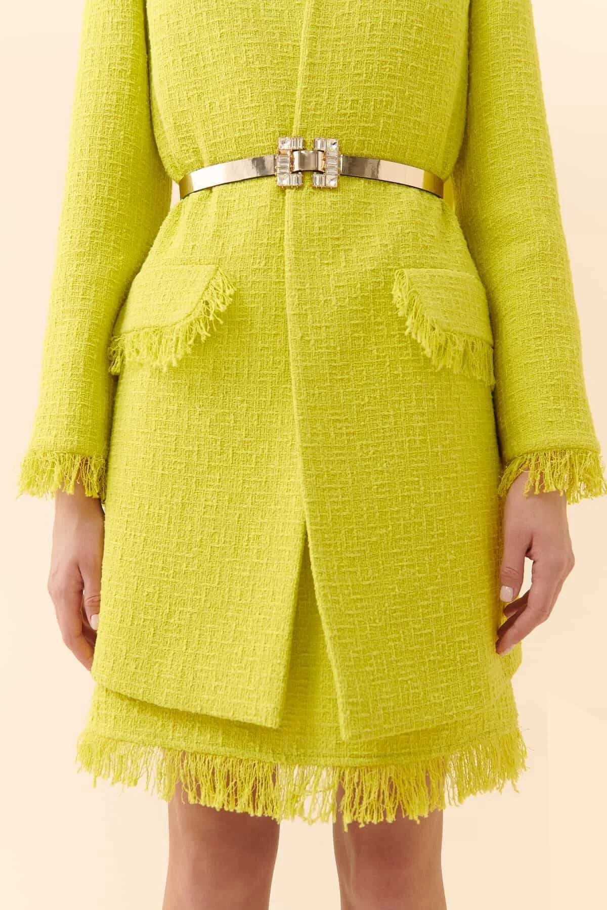 Taşlı Tokalı Kadın Kemer Gold - 1