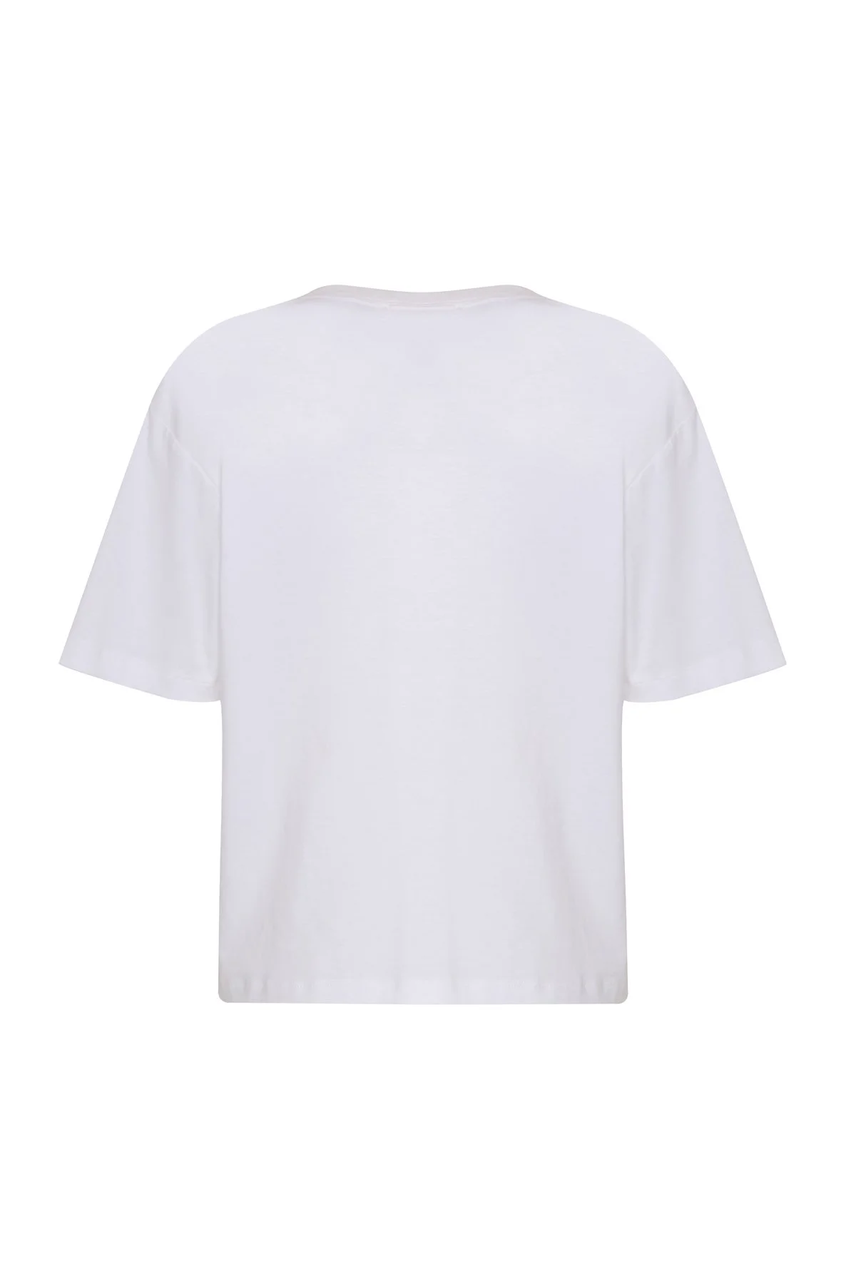 Tek Cepli Zincir Şeritli T-Shirt Beyaz - 4