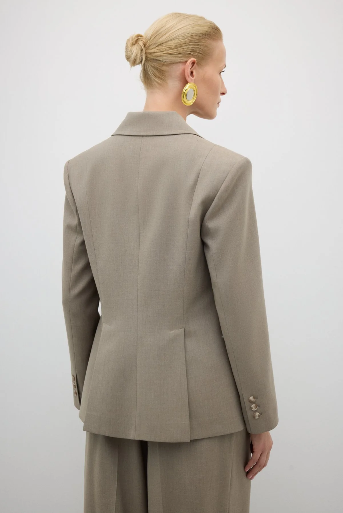 Tek Düğmeli Erkek Yaka Yün Karışımlı Ceket Kum Beji - 2