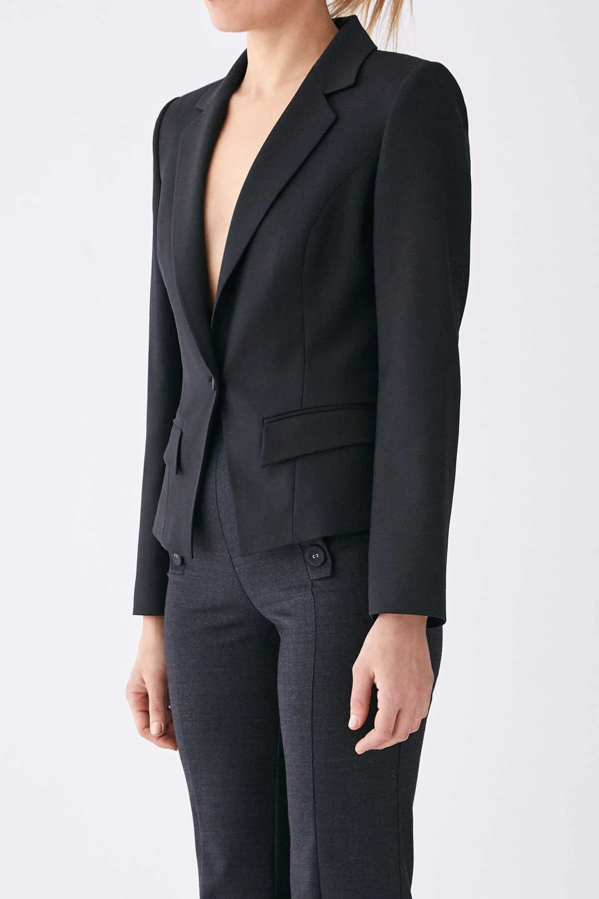  Tek Düğmeli Klasik Ceket Siyah - 3