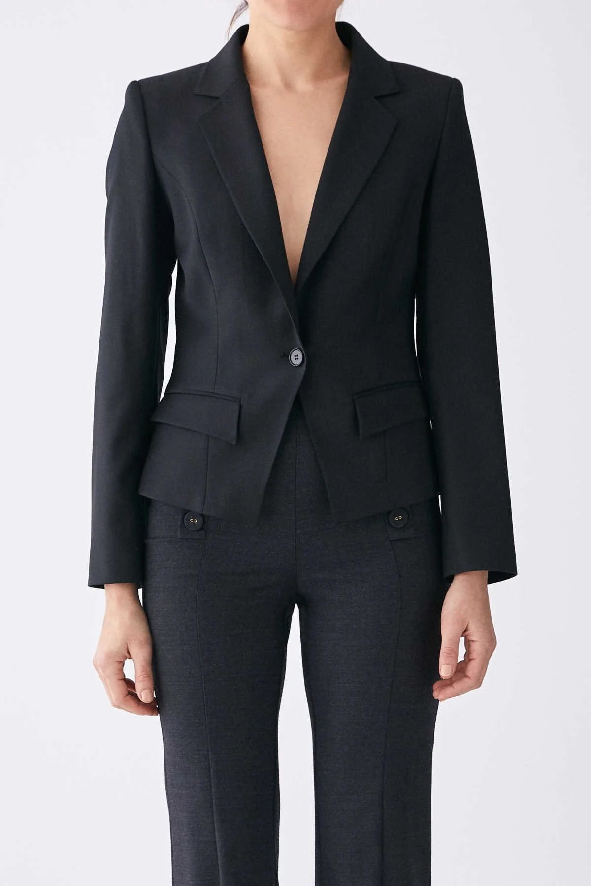  Tek Düğmeli Klasik Ceket Siyah - 1