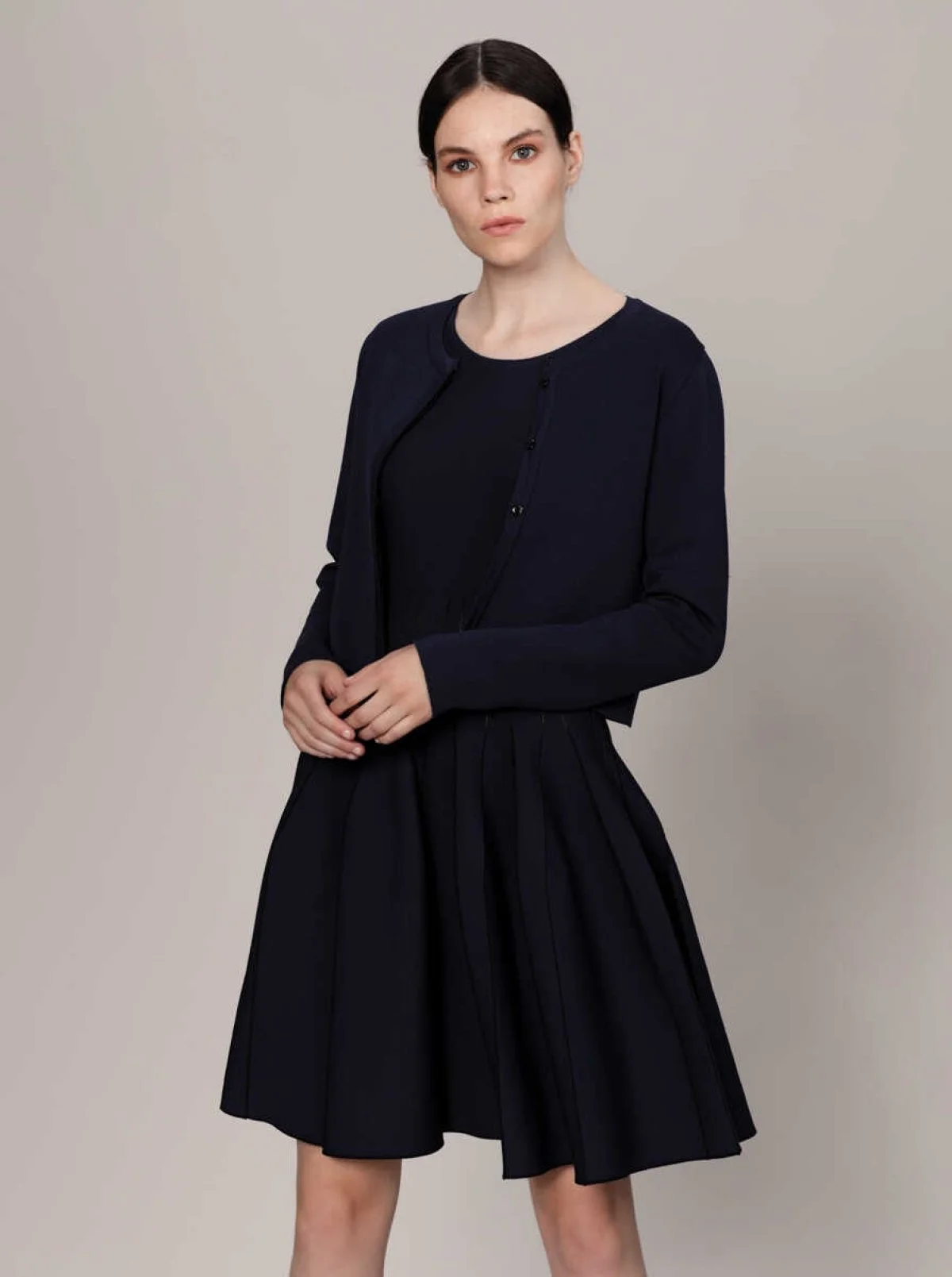  Tek Düğmeli Triko Hırka Lacivert - 1