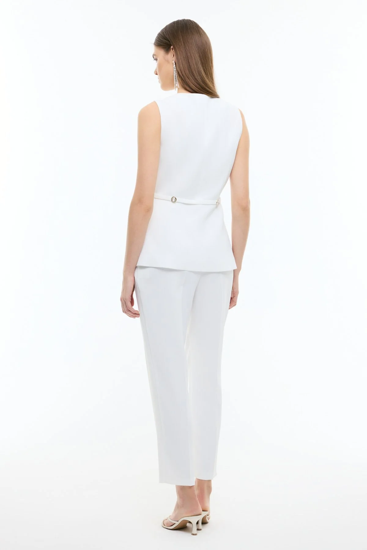 Toka Detaylı Cigarette Pantolon Beyaz - 2