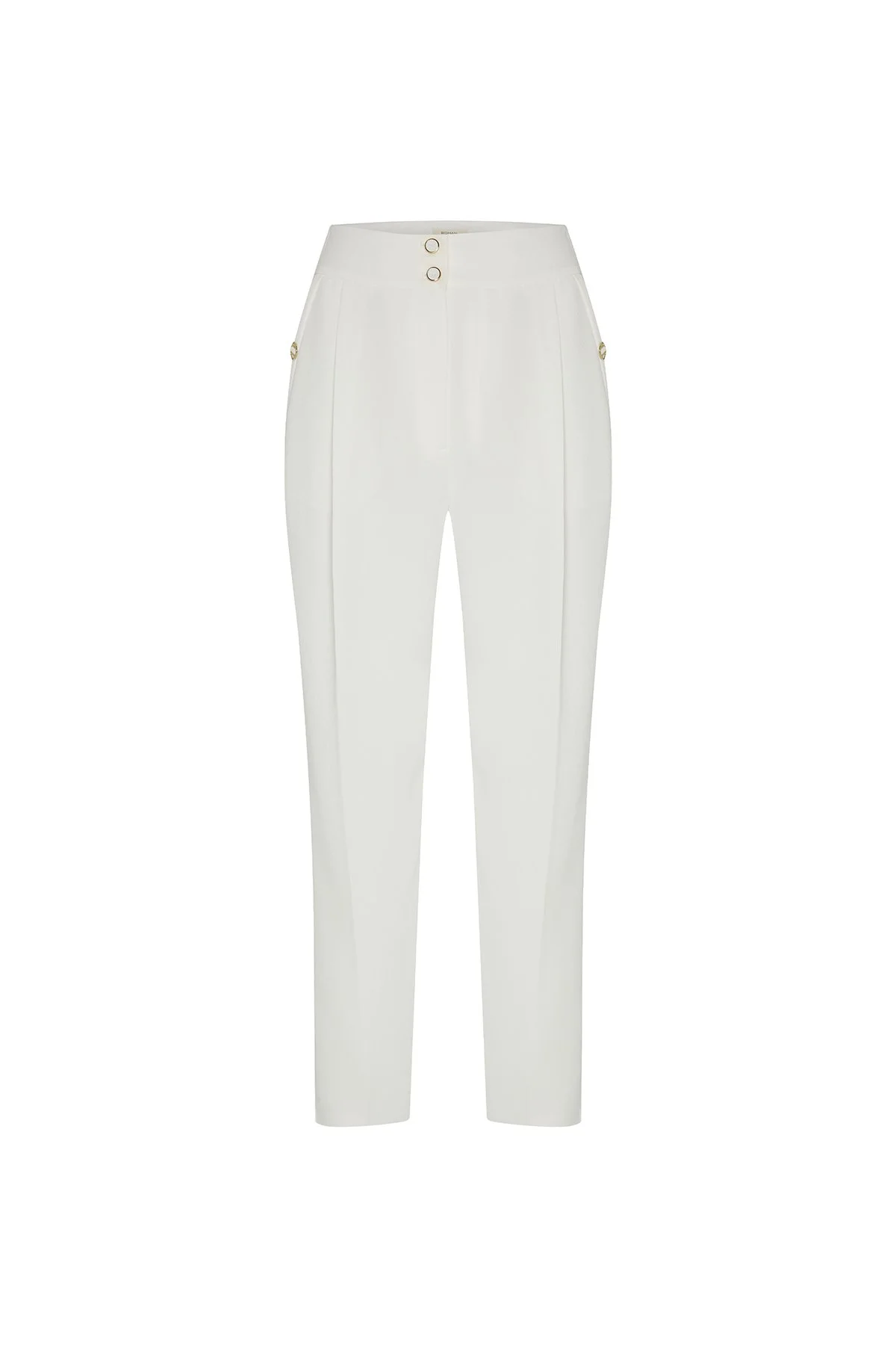 Toka Detaylı Cigarette Pantolon Beyaz - 5