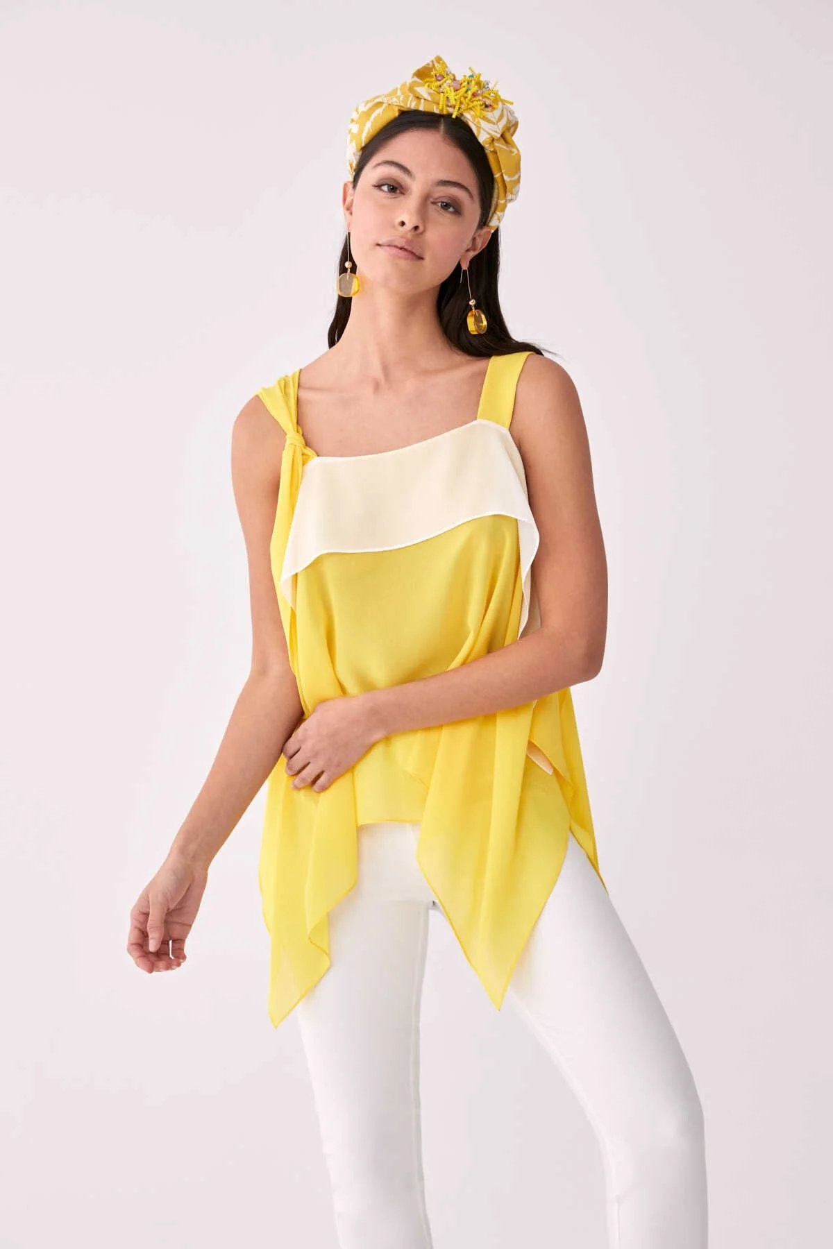 Transparan Askılı Bluz Sarı - 3