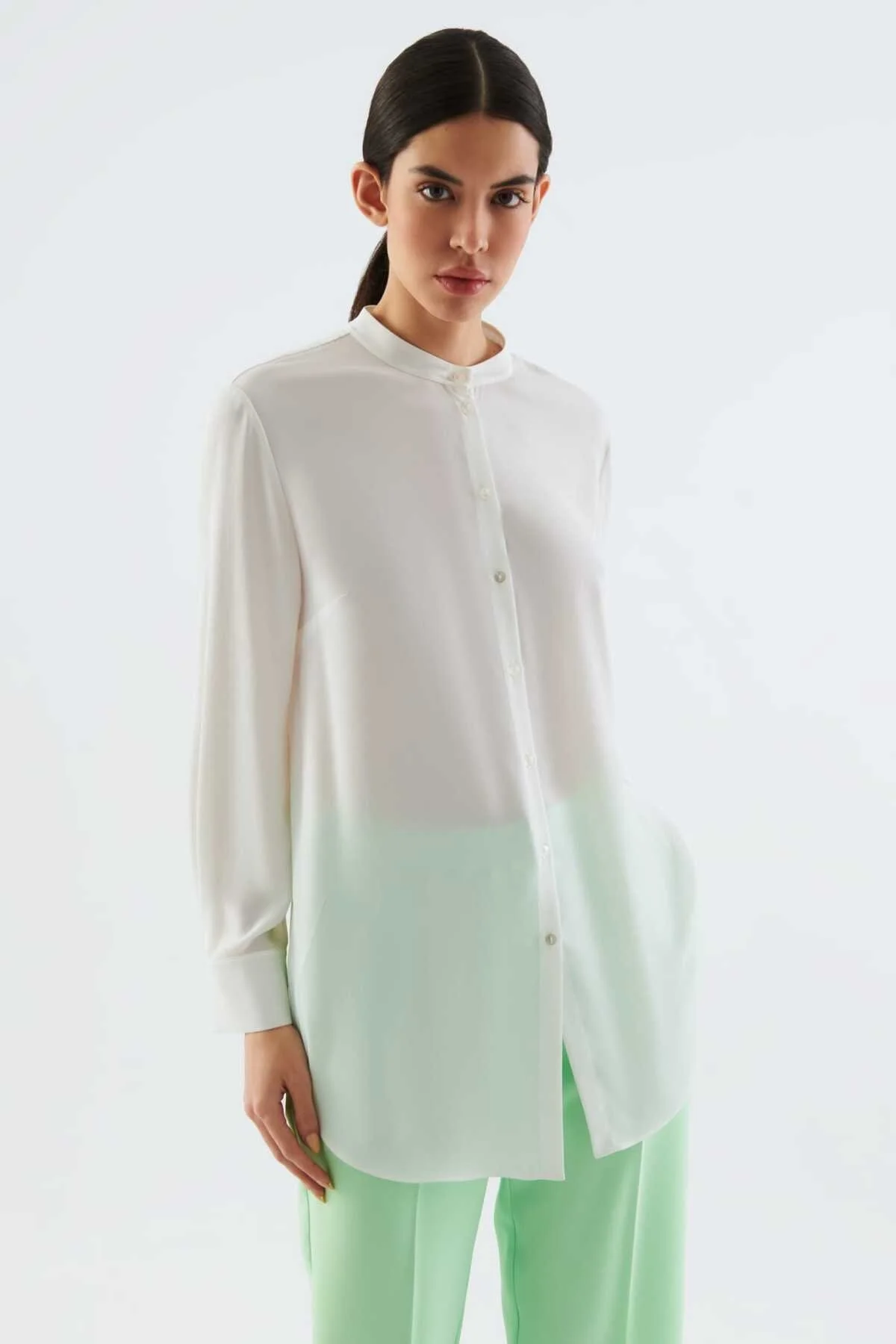 Transparan Kadın Gömlek Kemik - 1