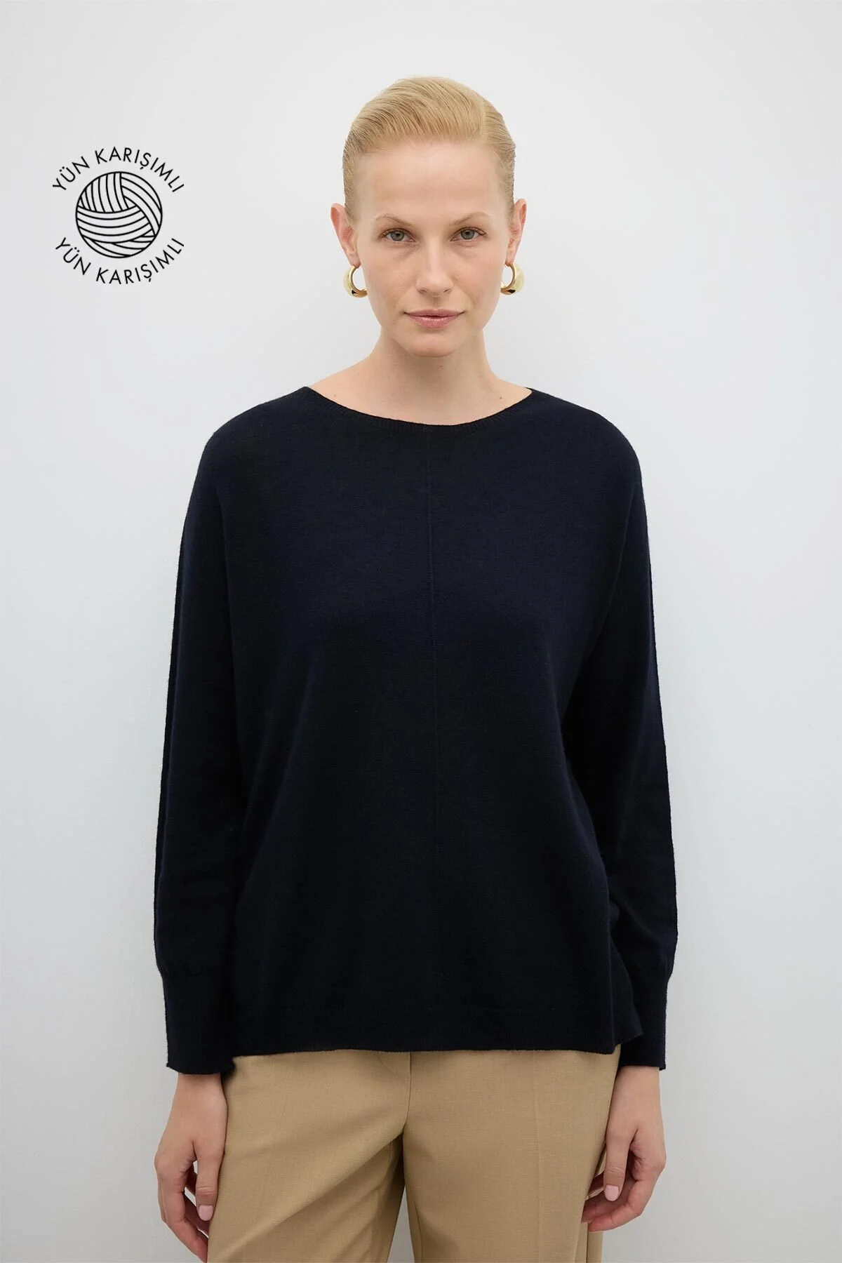 Yün Karışımlı Triko Siyah - 1