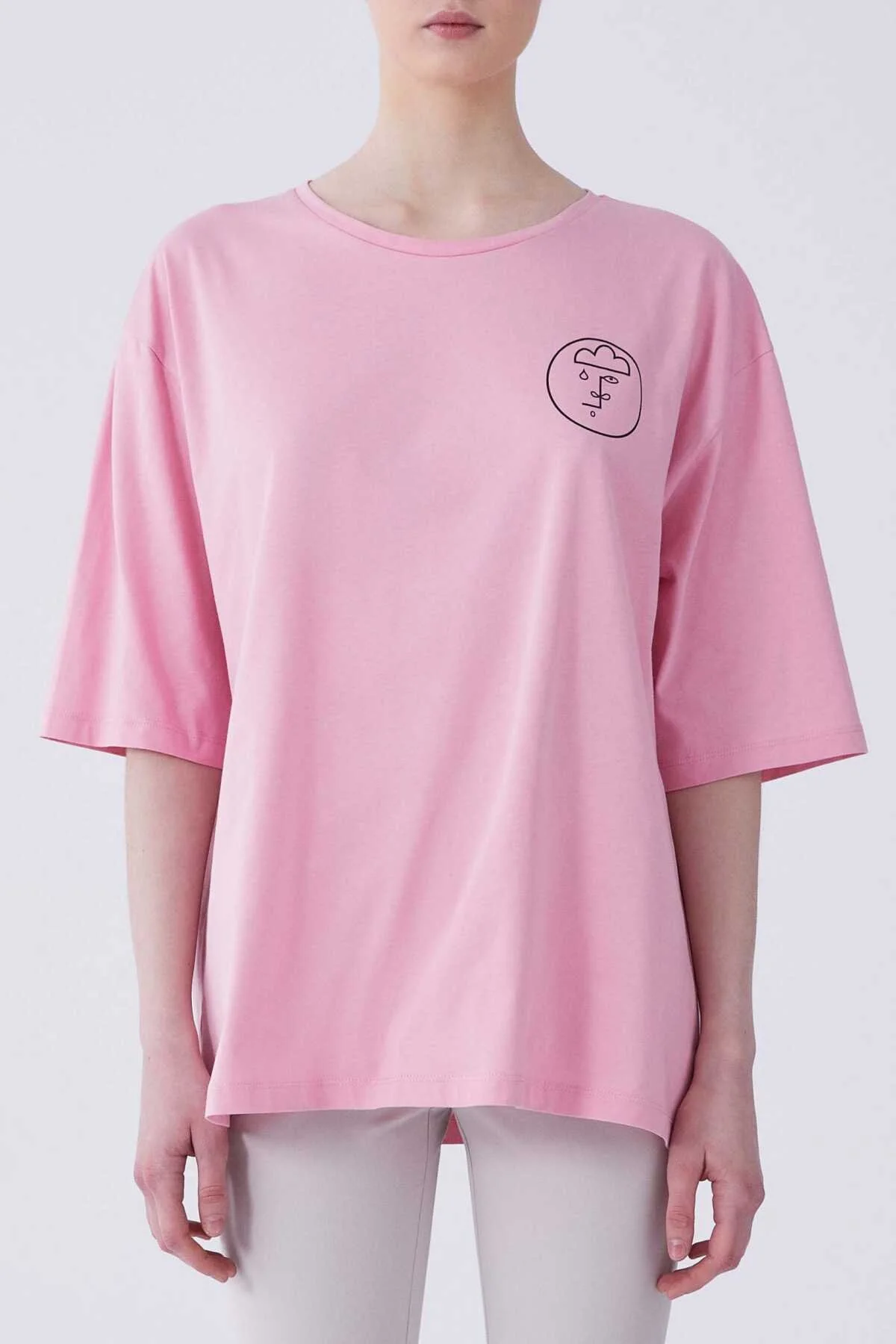 Kısa Kol T-shirt Pembe - 1