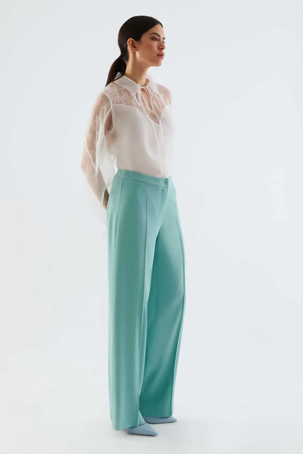 Geniş Kadın Pantolon Olive - 3