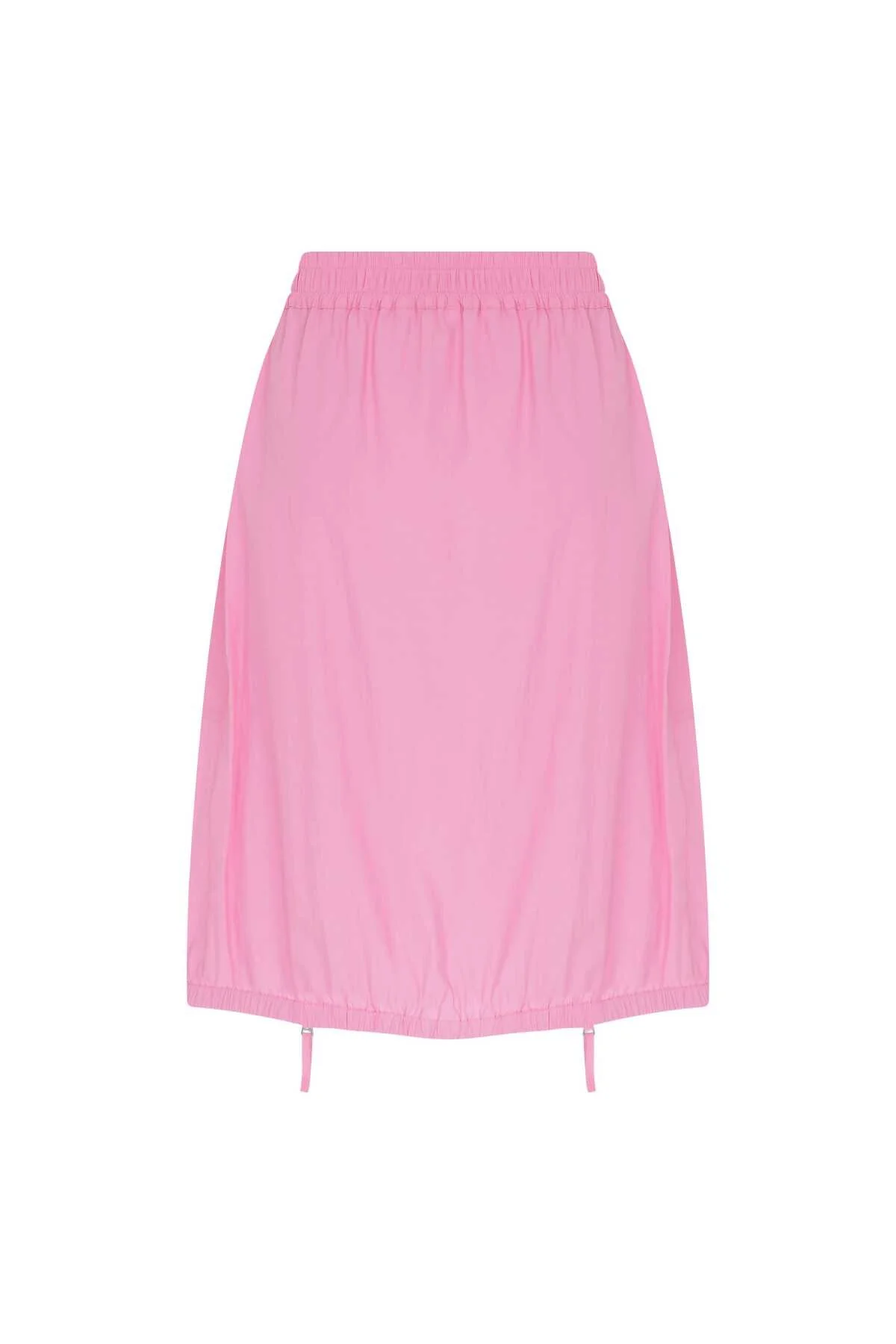 Fermuar Detaylı Cepli Midi Boy Etek Pembe - 5