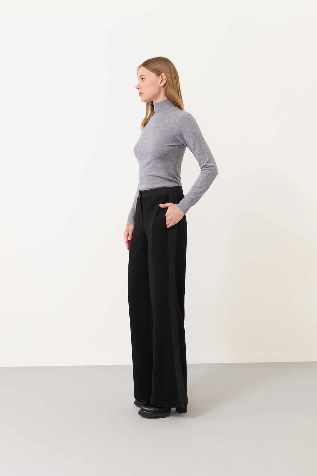 Geniş Paça Pantolon Siyah - 3
