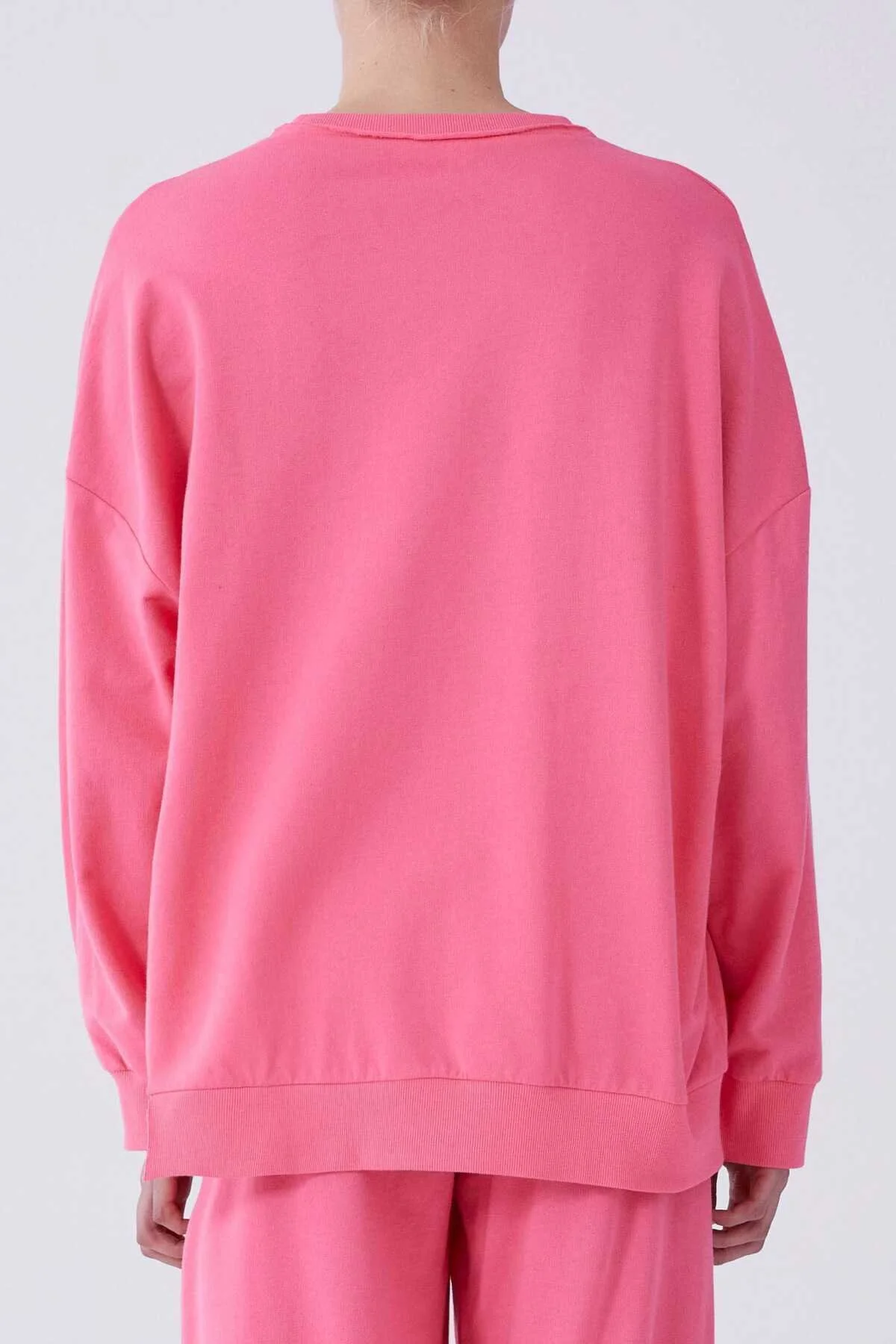 Yazı Detaylı Sweatshirt Pembe - 2