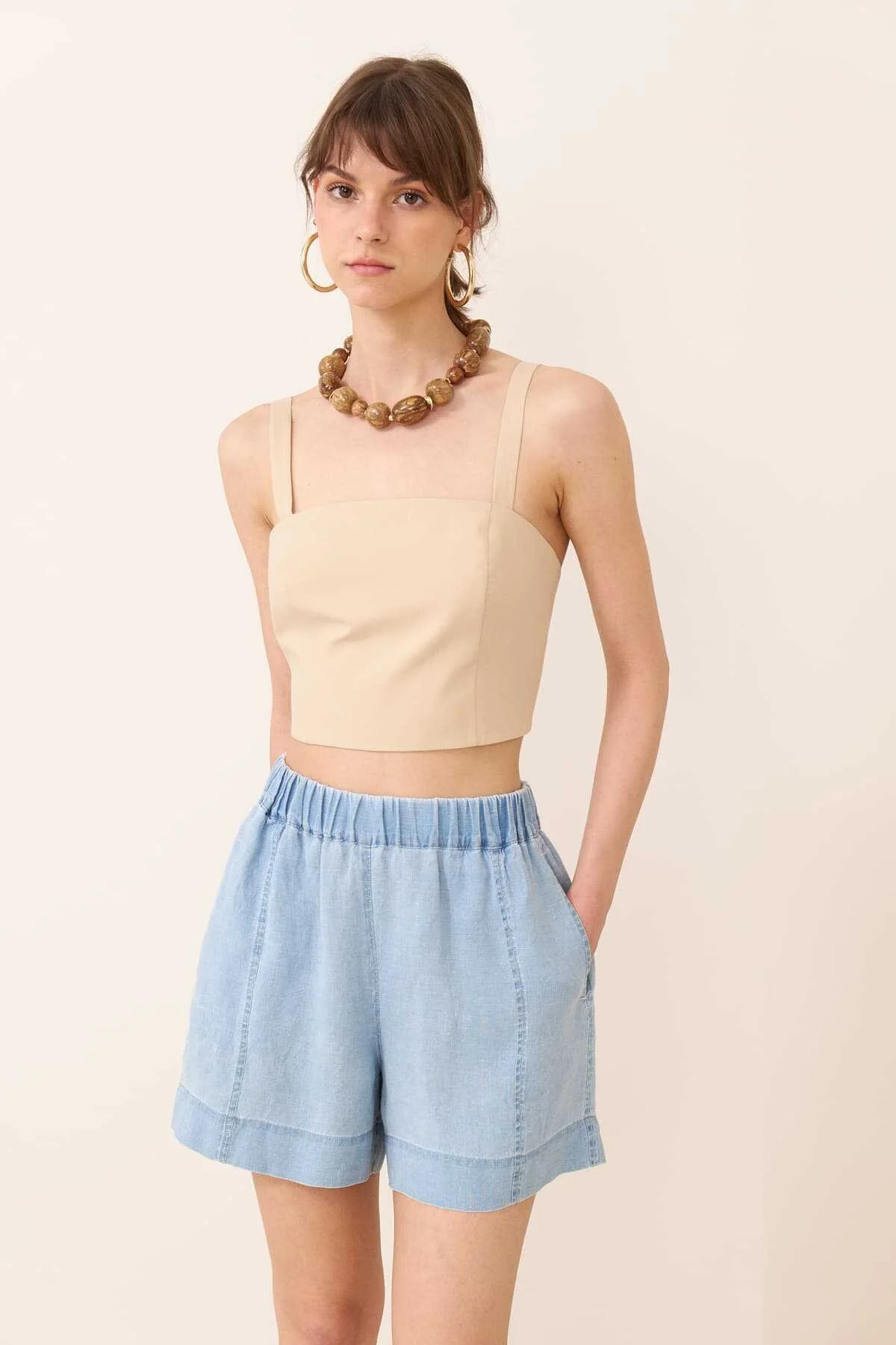 Askılı Crop Bej - 3