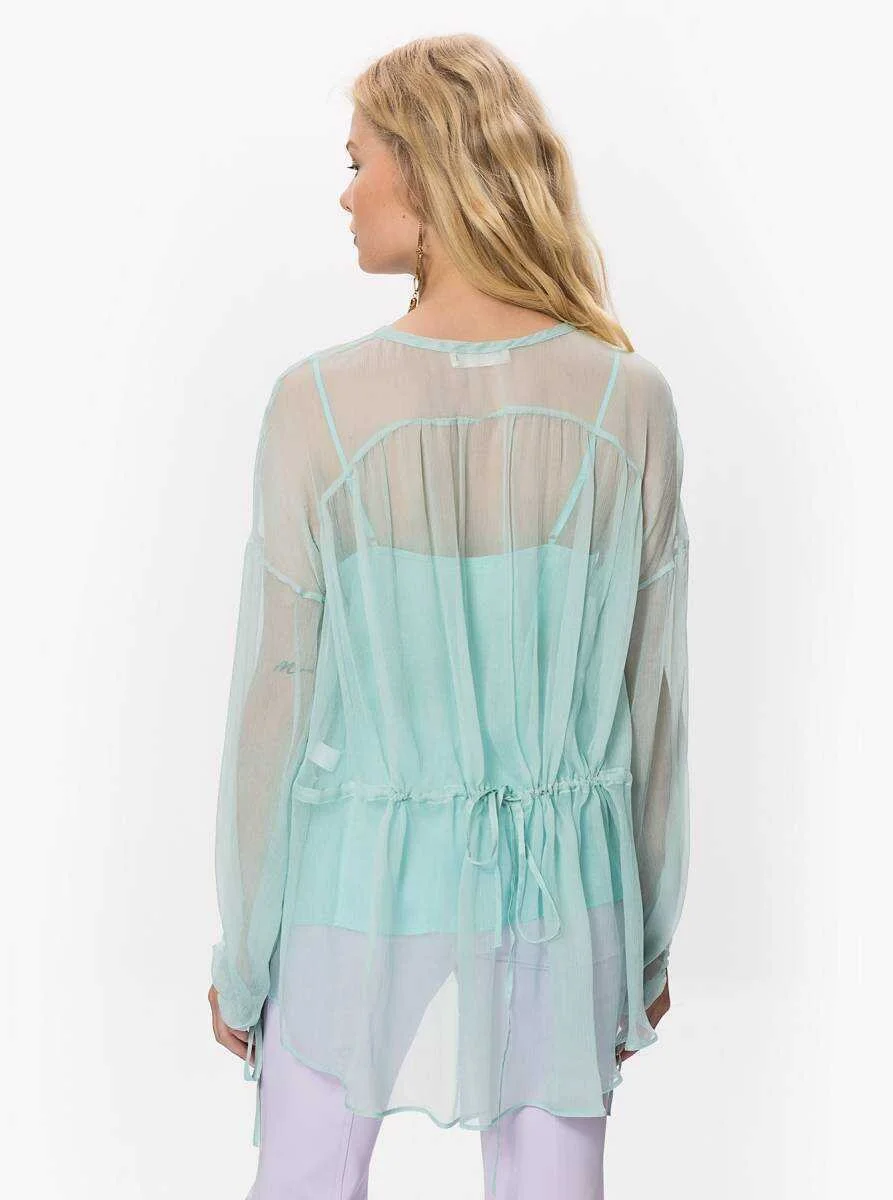 İşlemeli Transparan Mint Bluz Mint - 2