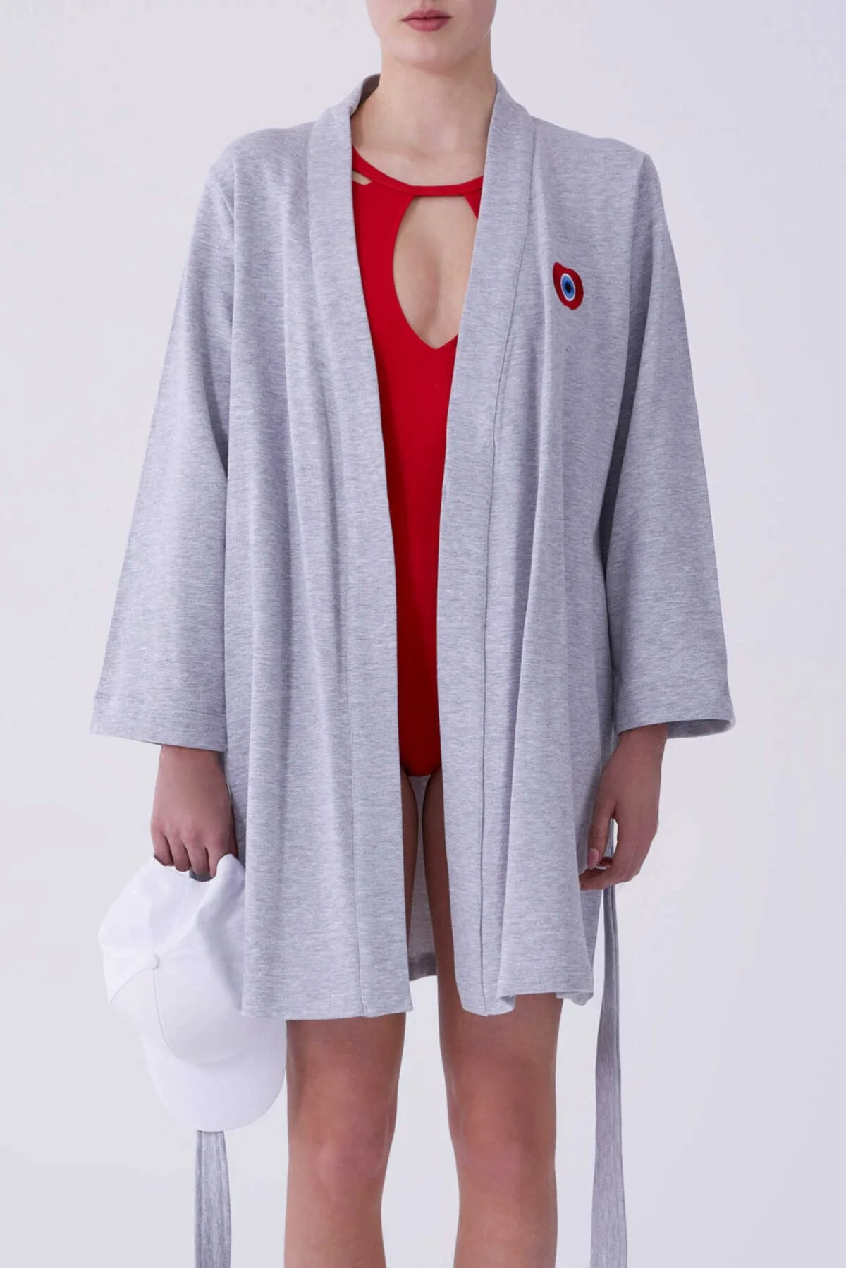 Nazar Boncuklu Kimono Gri - 4