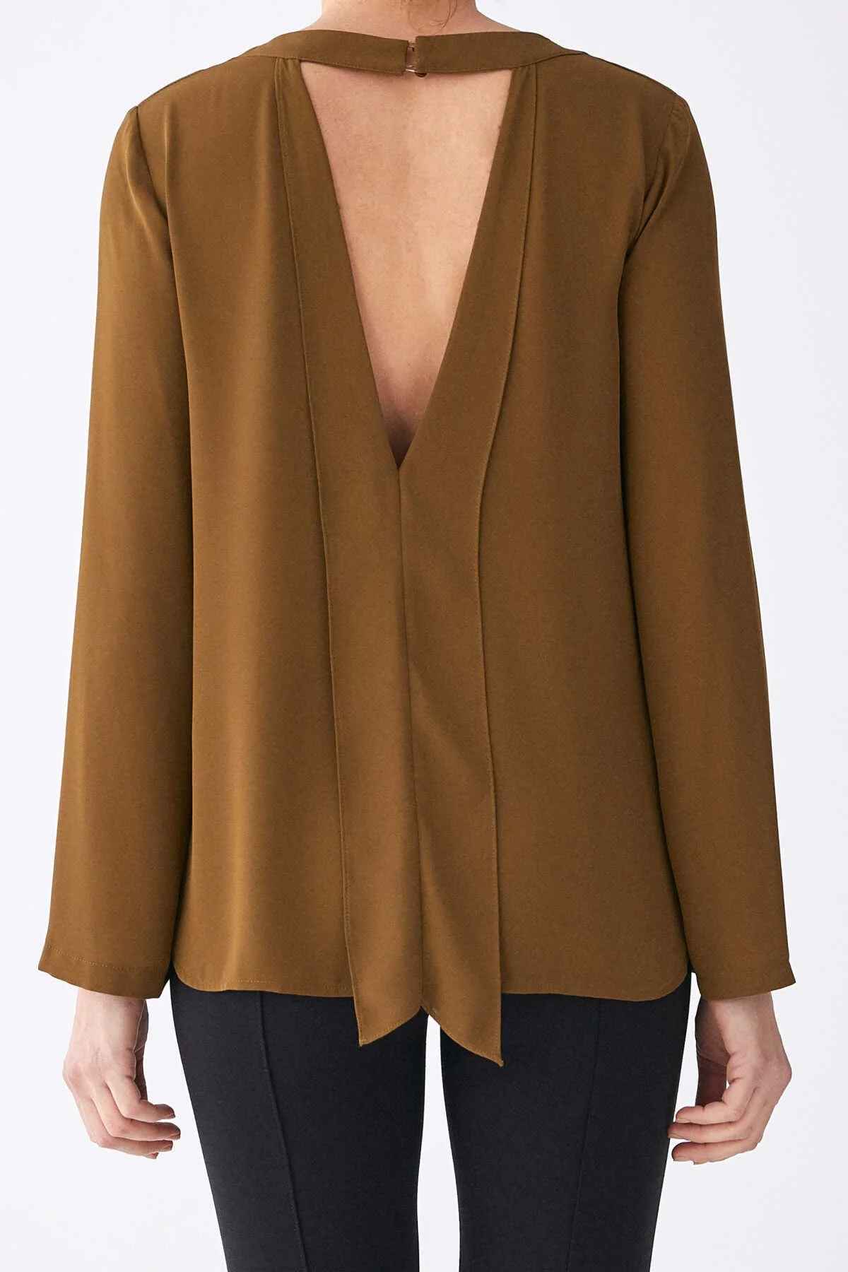 Sırt Dekolteli Bluz Olive - 2