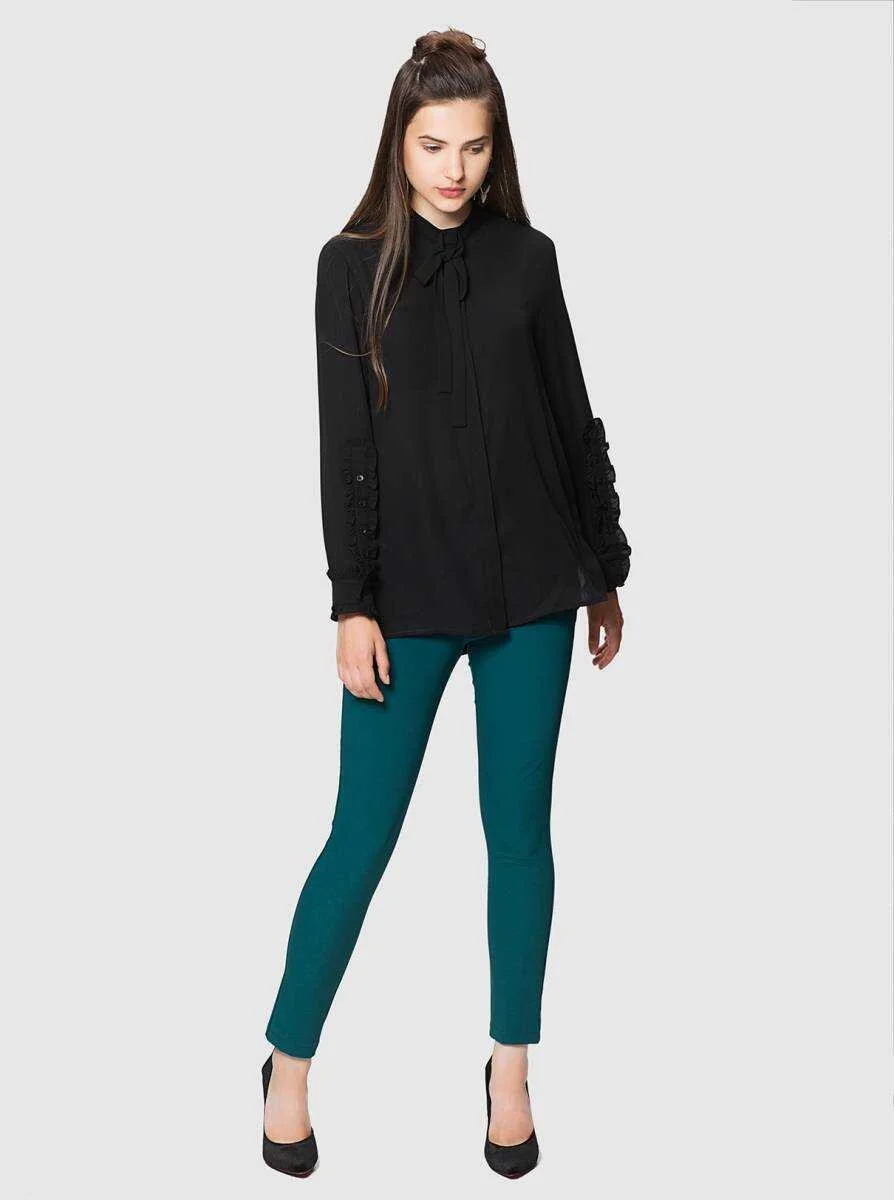 Cep Detaylı Skinny Kadın Pantolon Yeşil - 1