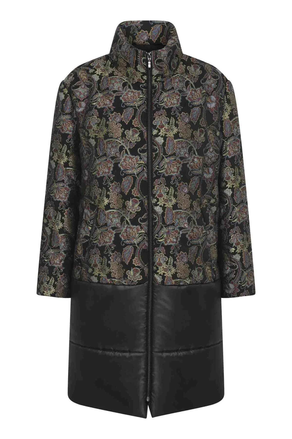 Etnik Desenli Uzun Kadın Mont Standart Renk - 4