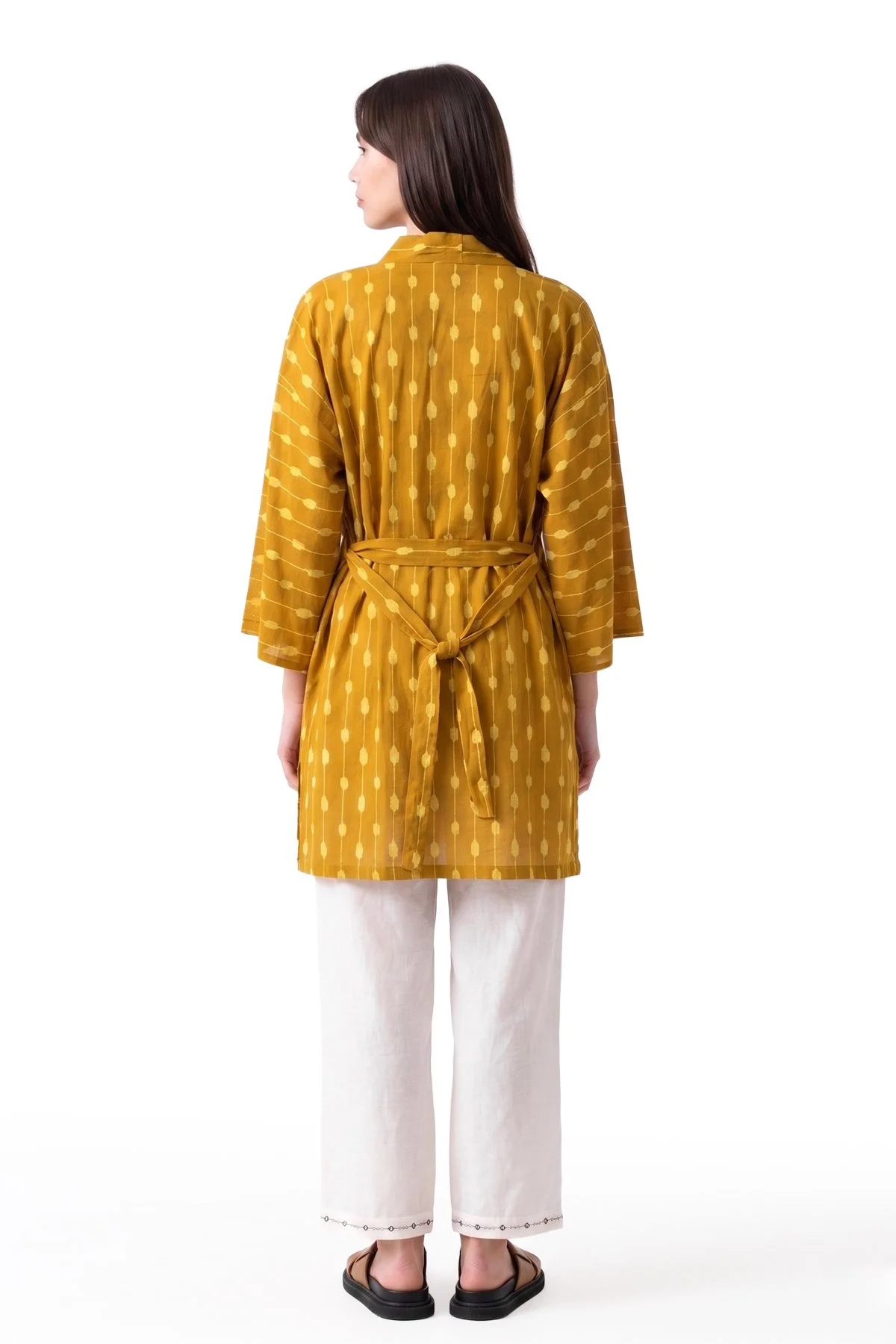 Kuşaklı Desenli Kimono - 2