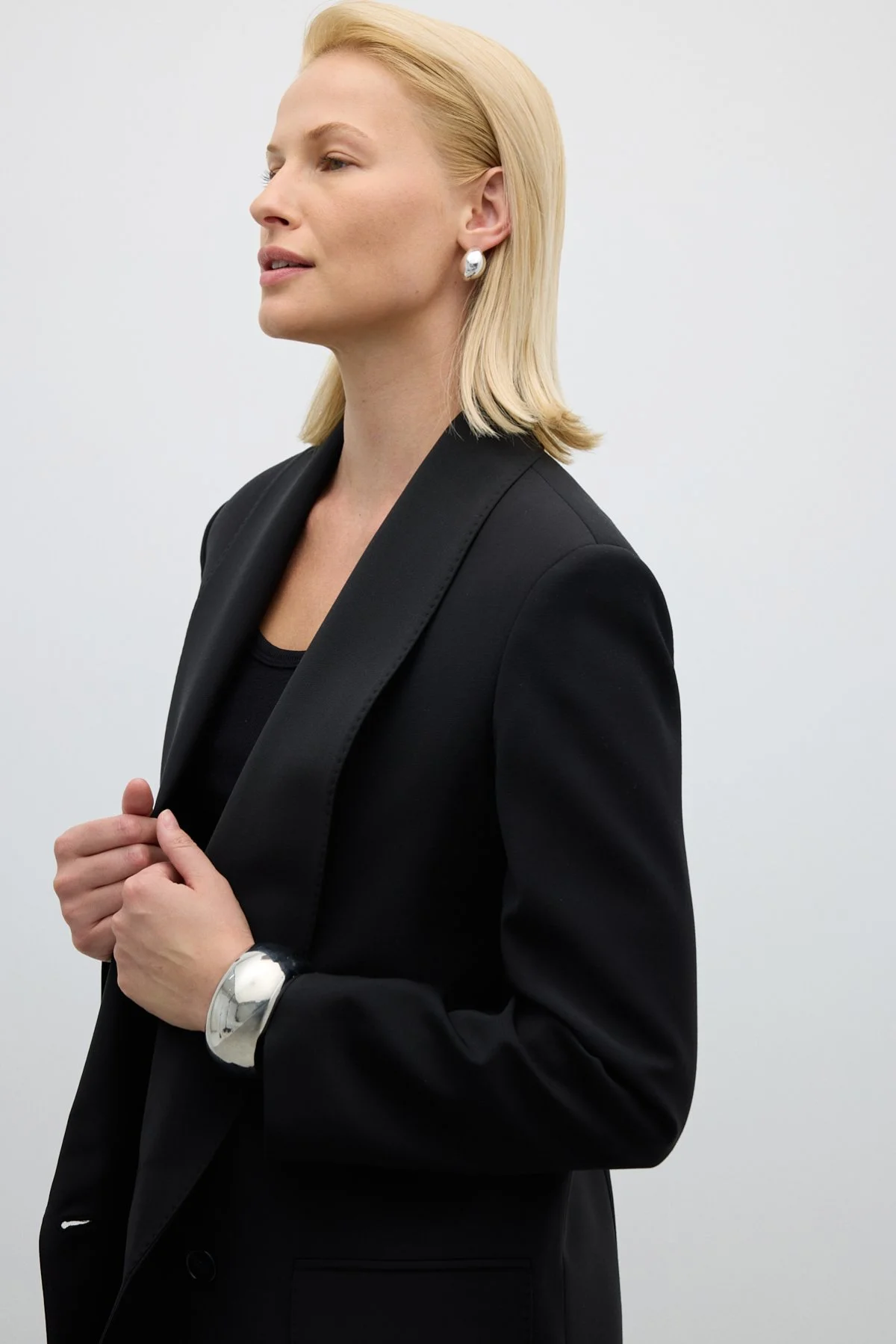Klasik Kesim Şal Yaka Blazer Ceket Siyah - 4