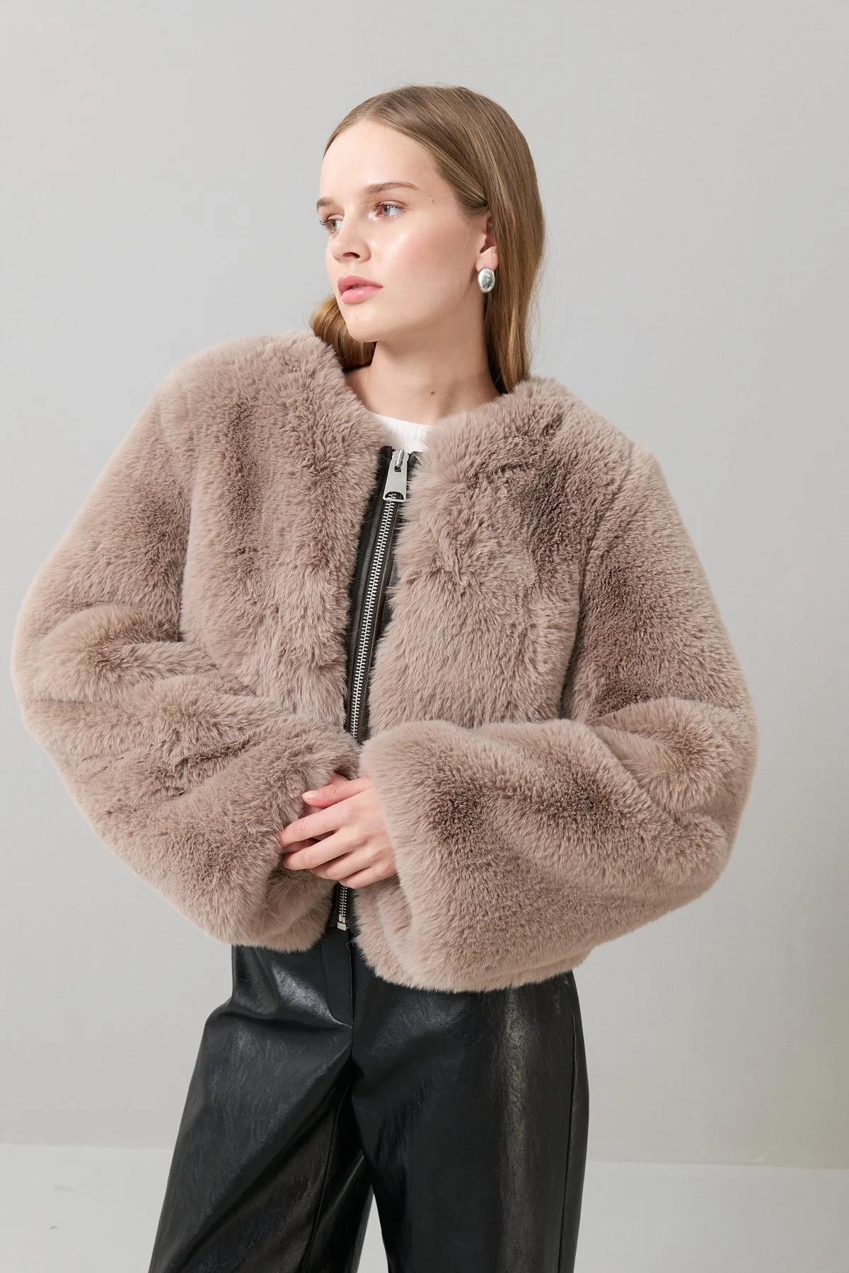 Peluş Fermuarlı Mont Vizon - 1
