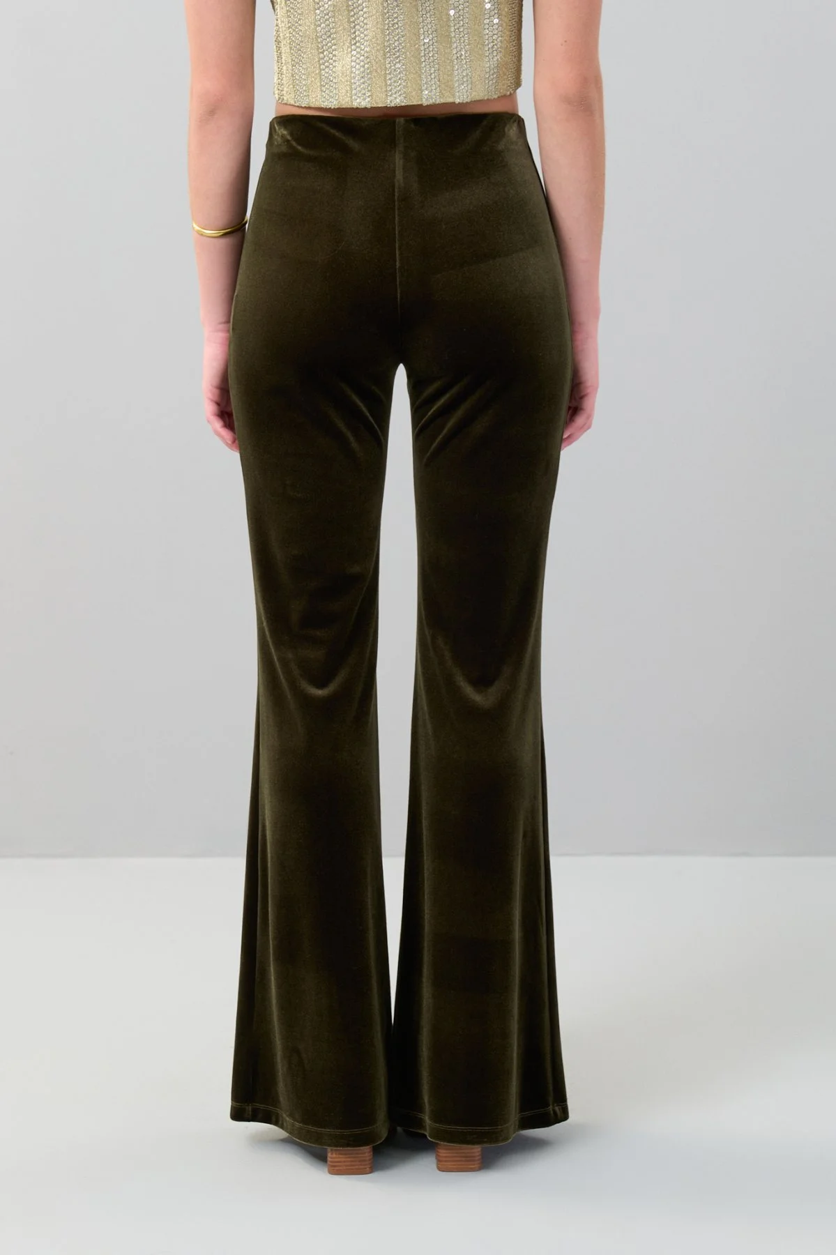 Kadife İspanyol Paça Pantolon Olive - 2