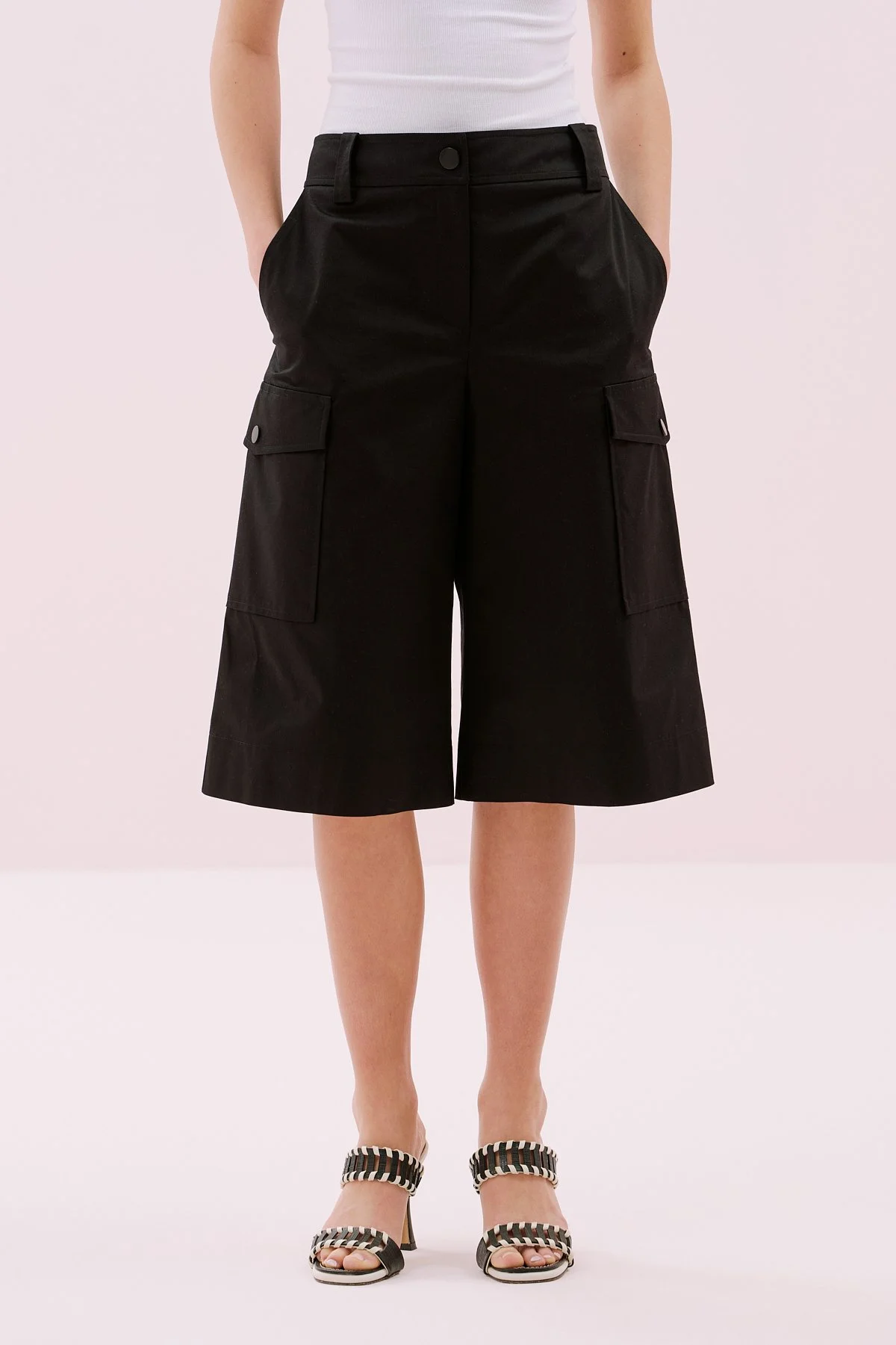 Kargo Cepli Bermuda Pantolon Siyah - 3