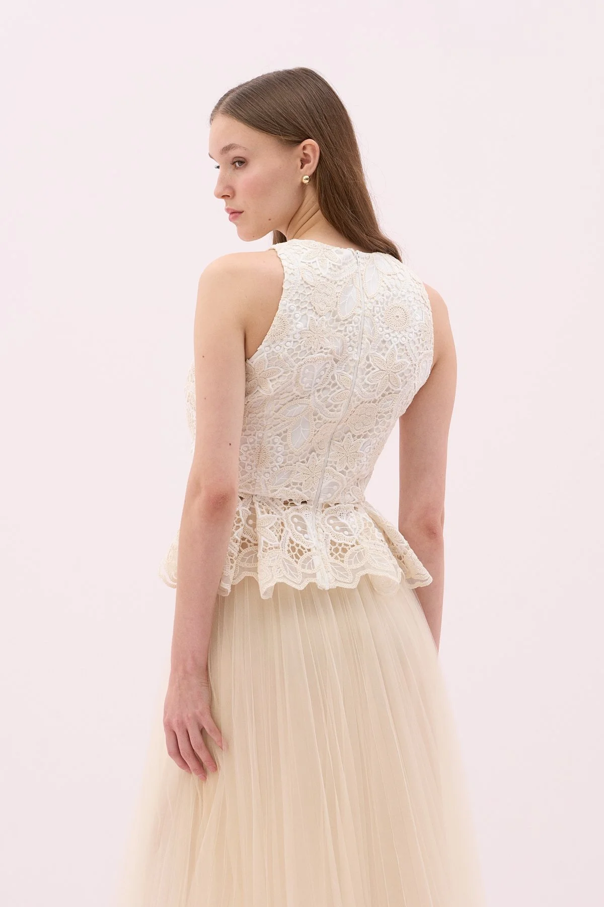 Bisiklet Yaka Kolsuz Peplum Bluz - 4