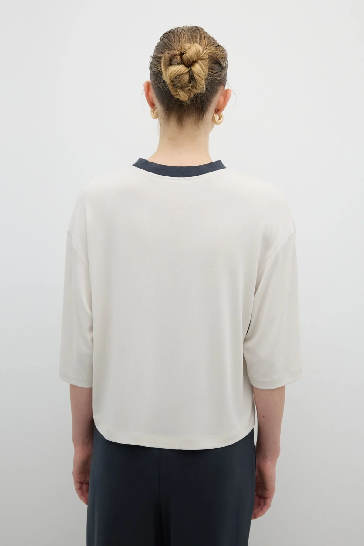 Ribana Yaka Truvakar Kol T-shirt Taş - 2