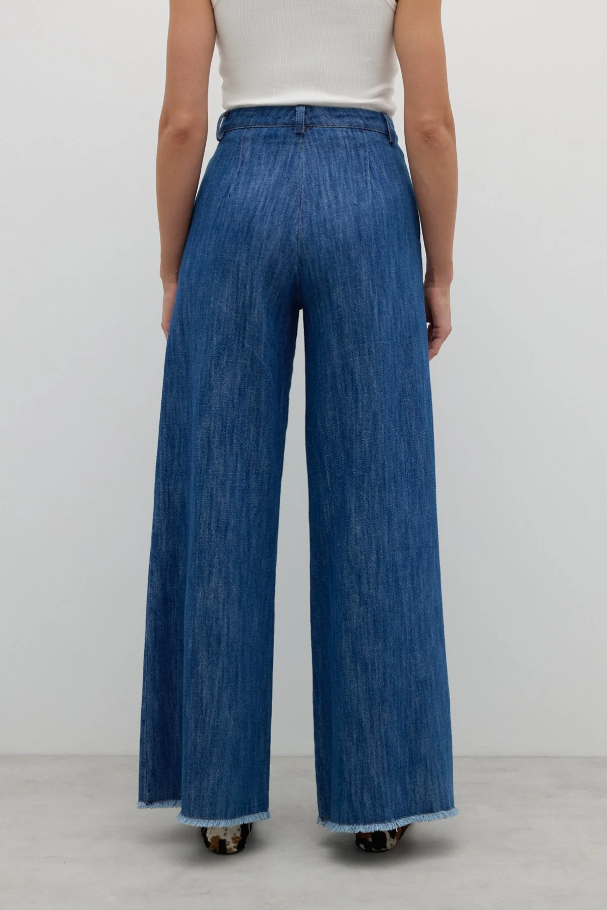 Geniş Paça Denim Pantolon İndigo - 2