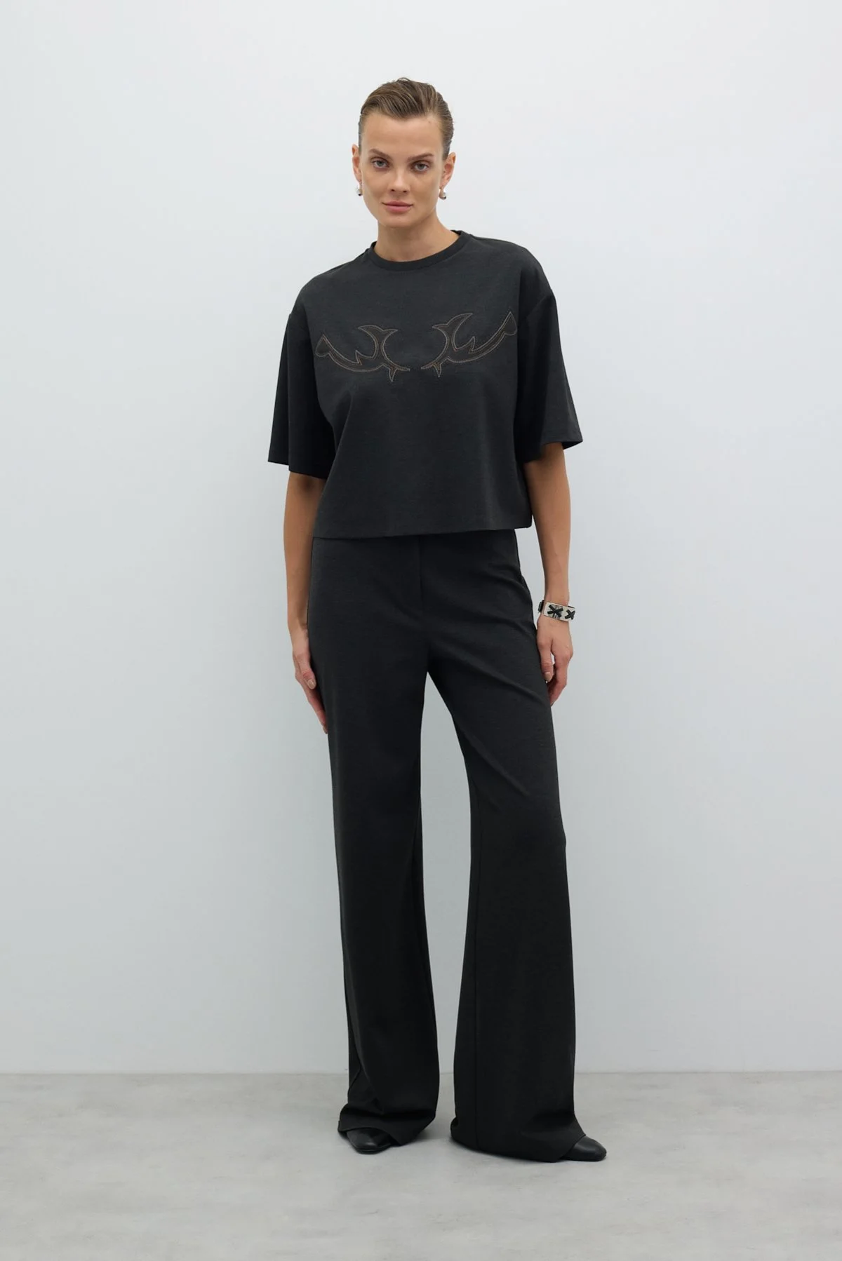 Nakışlı T-shirt K. Antrasit - 5
