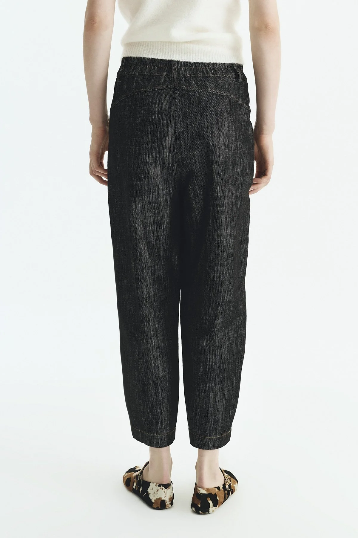 Beli Lastikli Denim Pantolon Siyah - 2