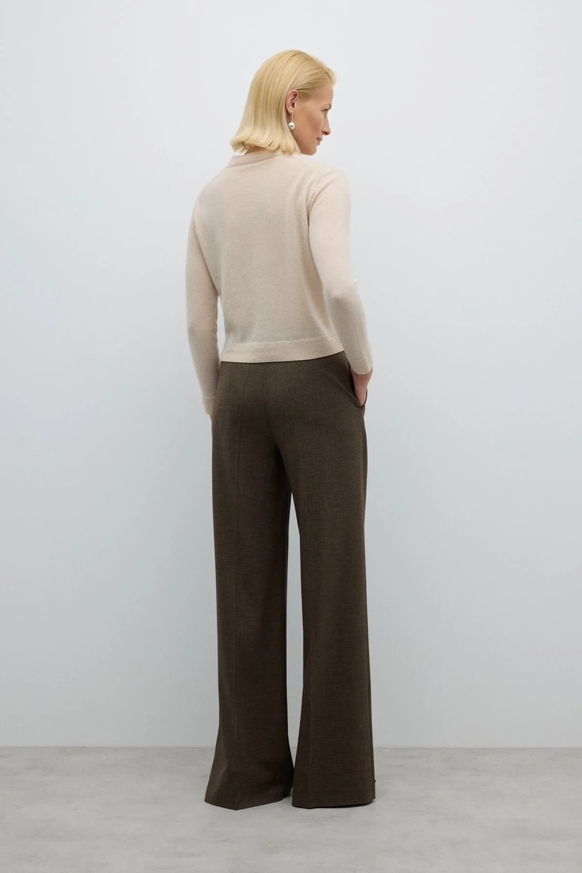 Düz Geniş Paça Pantolon Kahve - 2