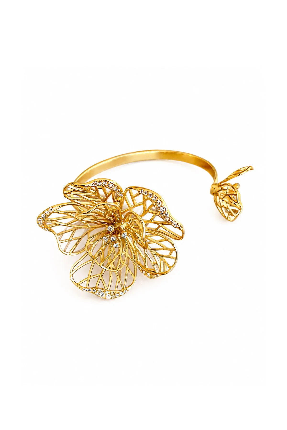 Çiçek Detaylı Bilezik Gold - 2