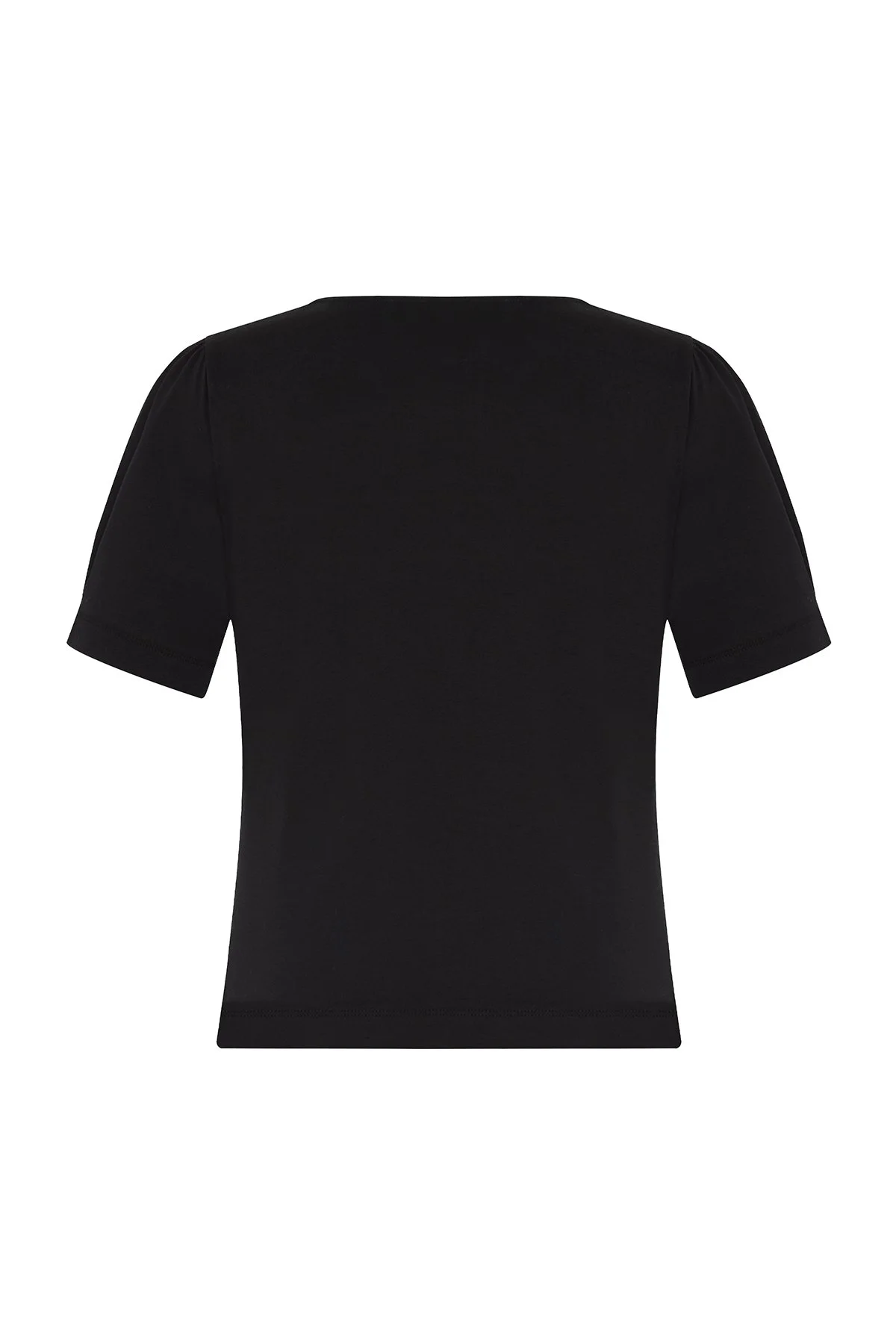 Yaka Detaylı T-shirt Siyah - 5