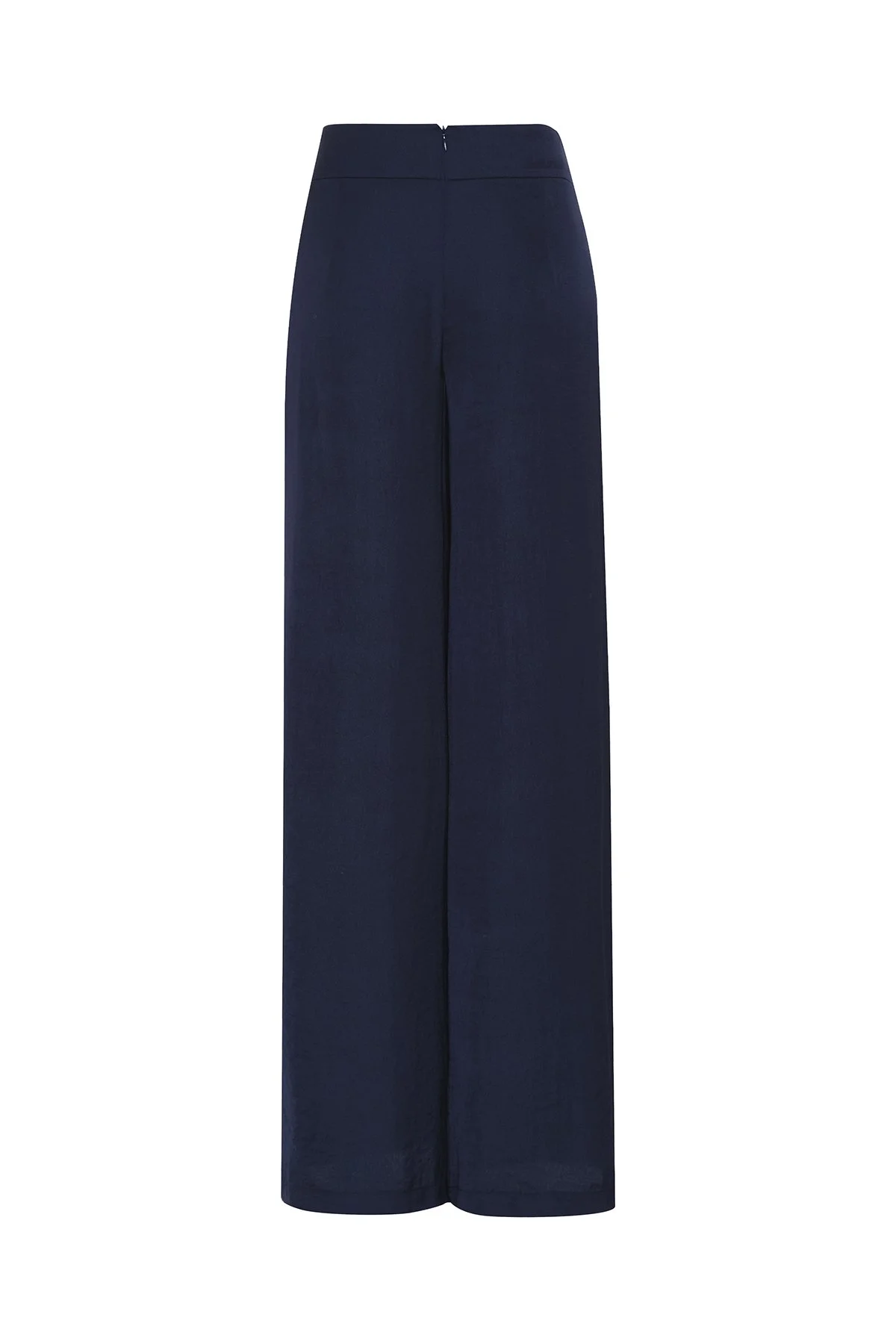 Drape Detaylı Geniş Paça Pantolon Lacivert - 6