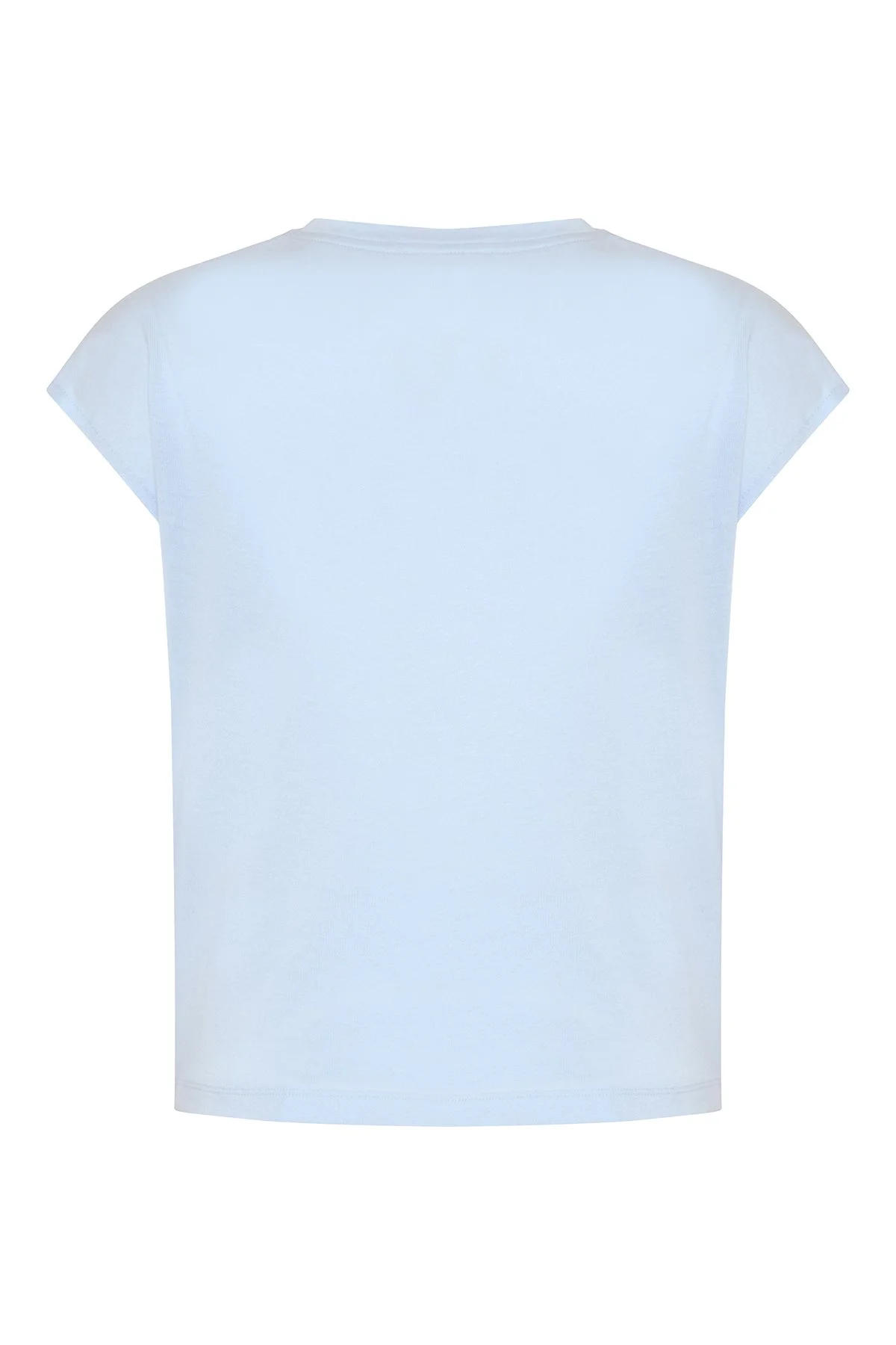 Düşük Omuzlu Bisiklet Yaka T-shirt Mavi - 6
